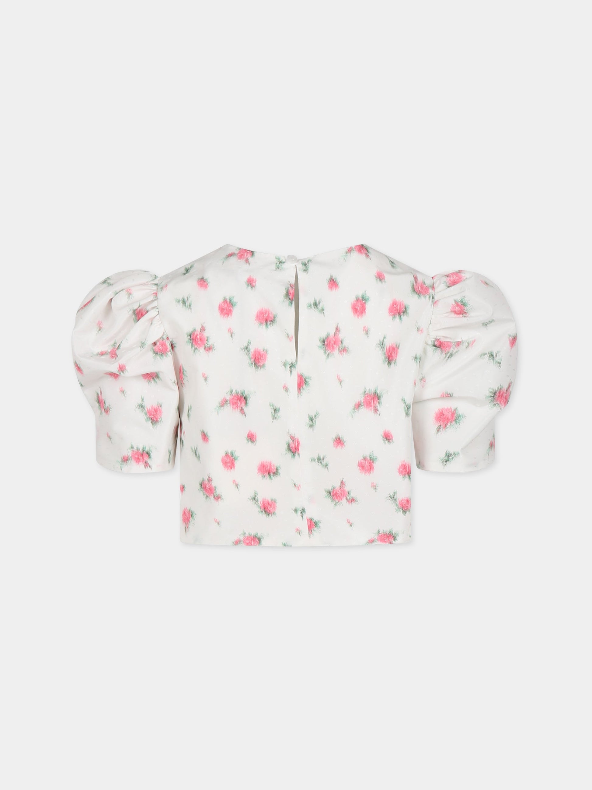 Camicia bianca per bambina con fiori,Philosophy,PJCA132 TF37 0010