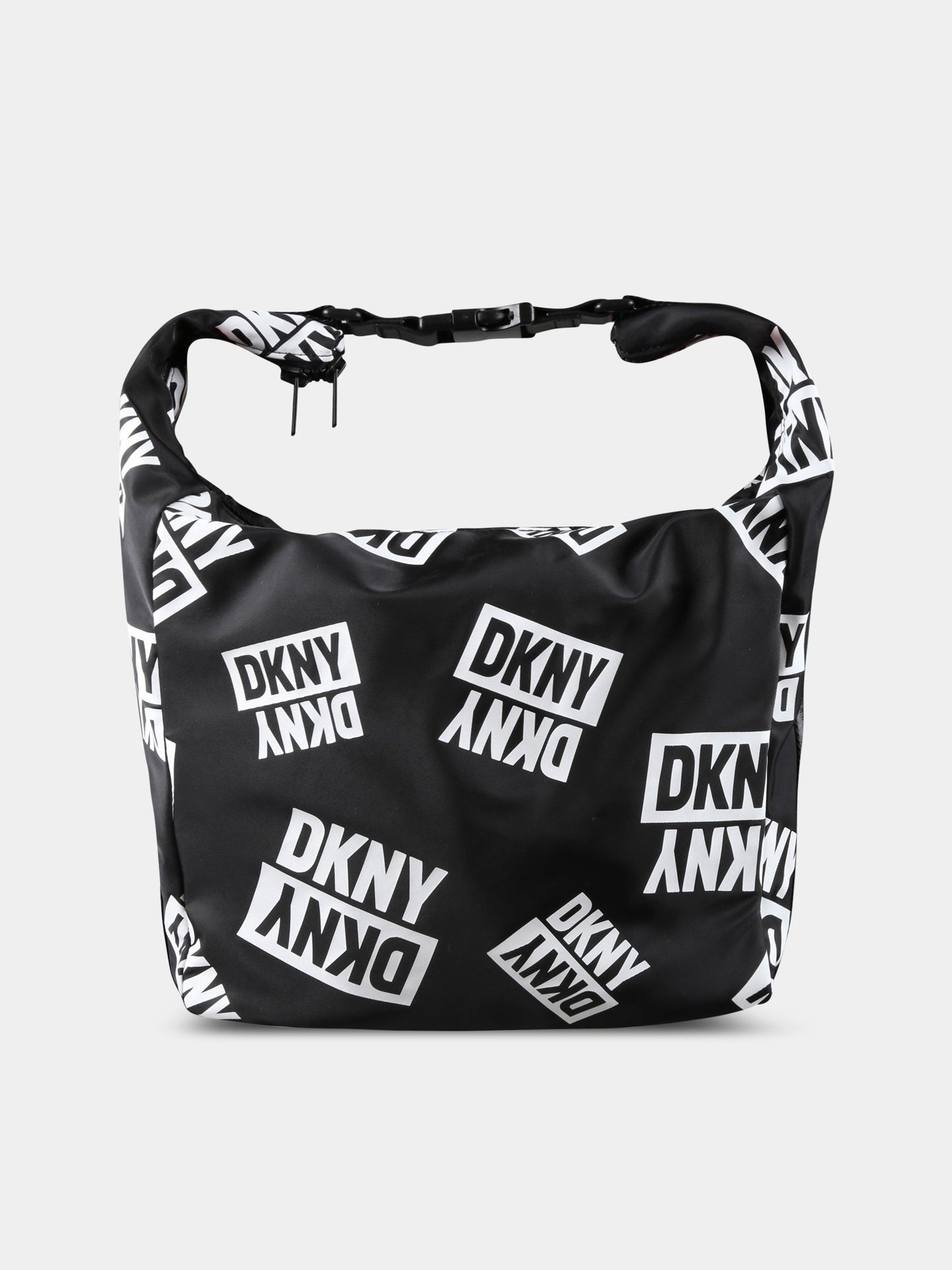 Borsa nera per bambina con logo bianco,Dkny,D30563 M41