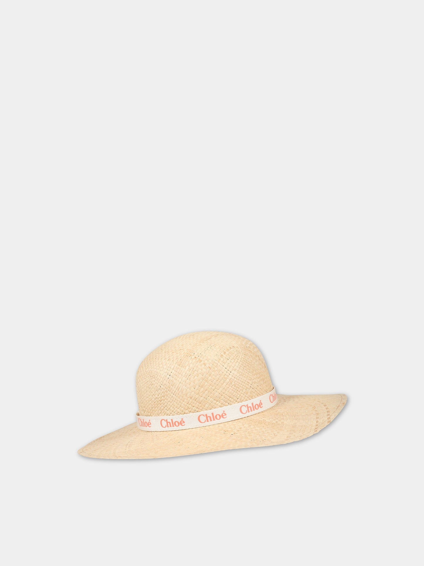 Cappello beige per bambina con logo,Chloé Kids,C11214 N74