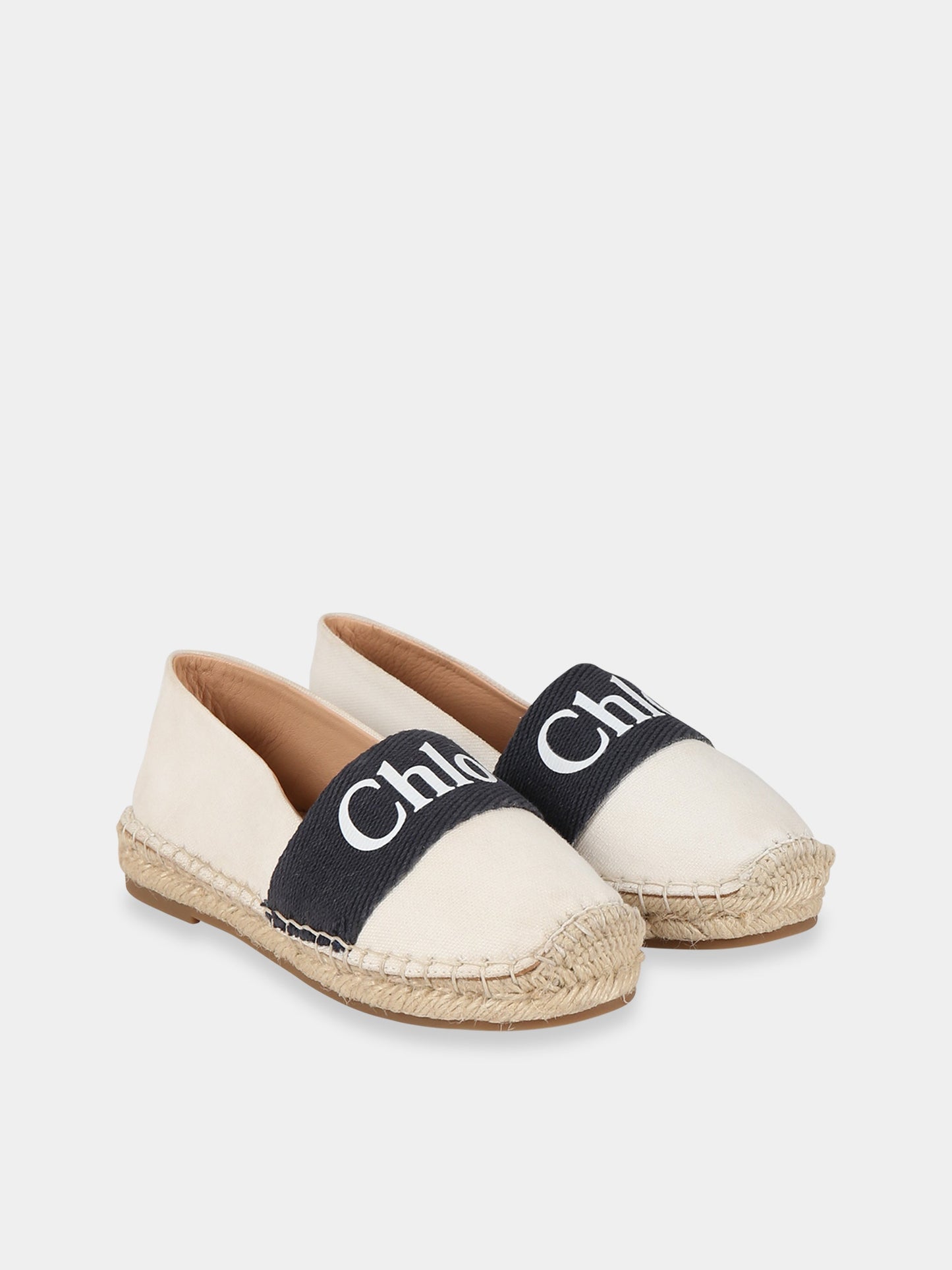 Espadrillas avorio per bambina con logo,Chloé Kids,C19176 148