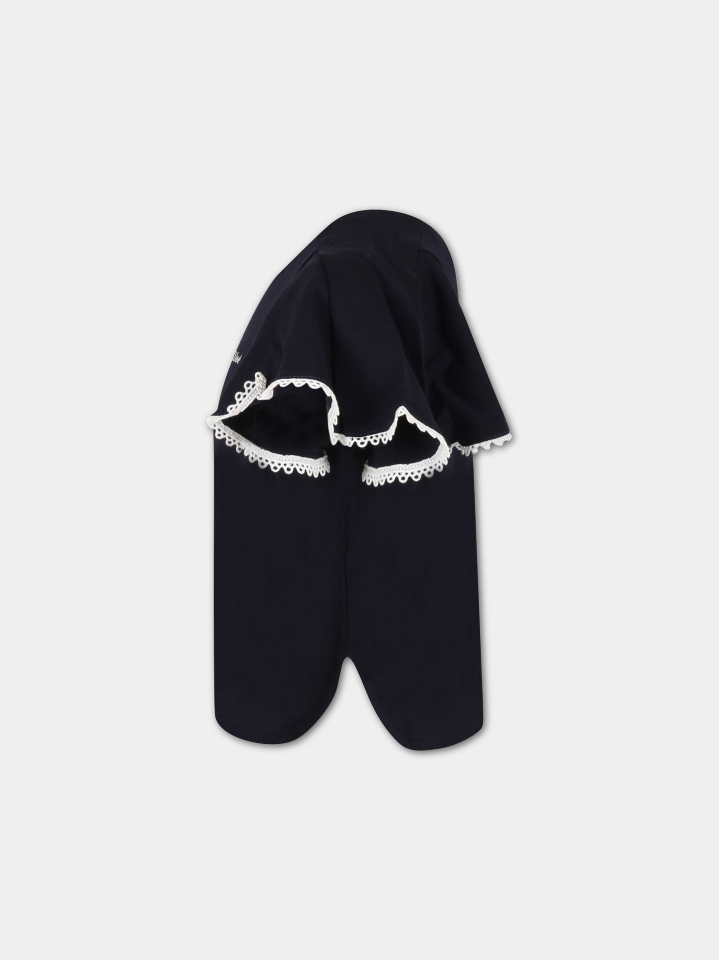 T-shirt blu per bambina con logo bianco,Chloé Kids,C15E08 859