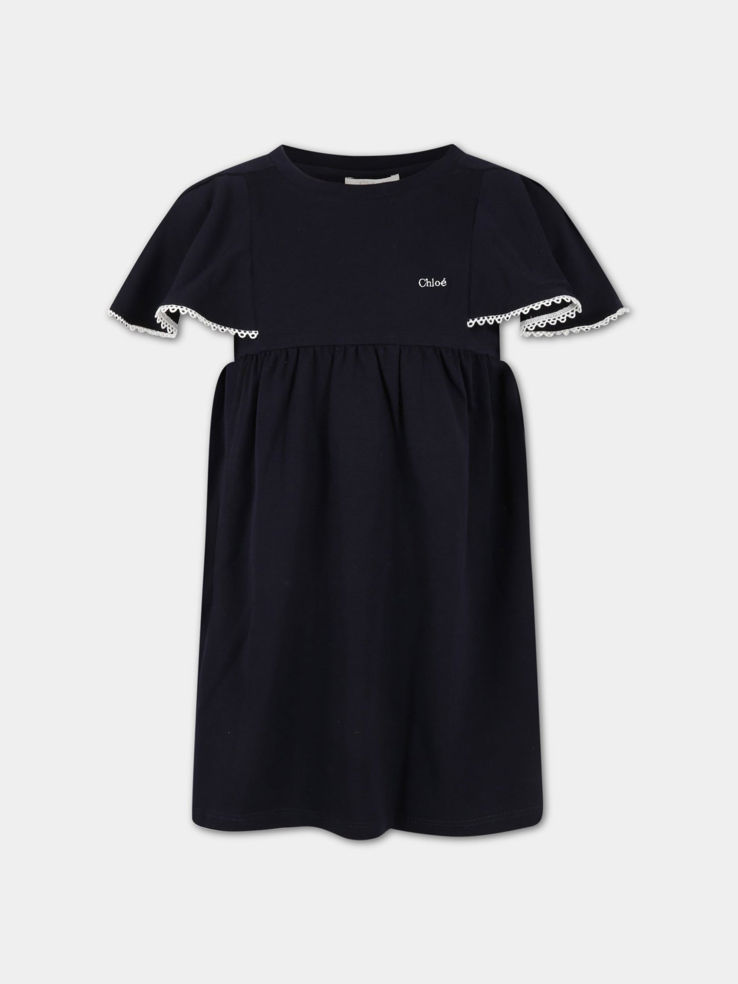 Vestito blu per bambina con logo,Chloé Kids,C12926 859