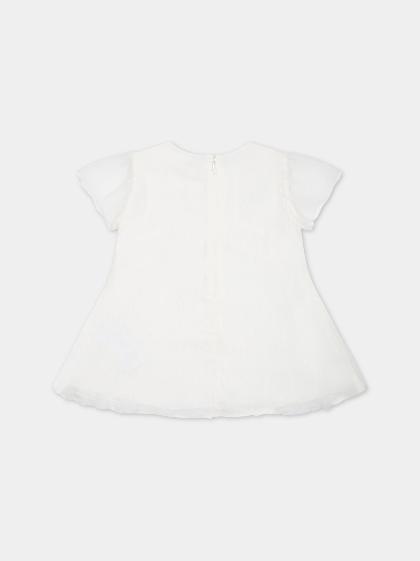 Vestito bianco per neonata con ricami,Chloé Kids,C02344 117