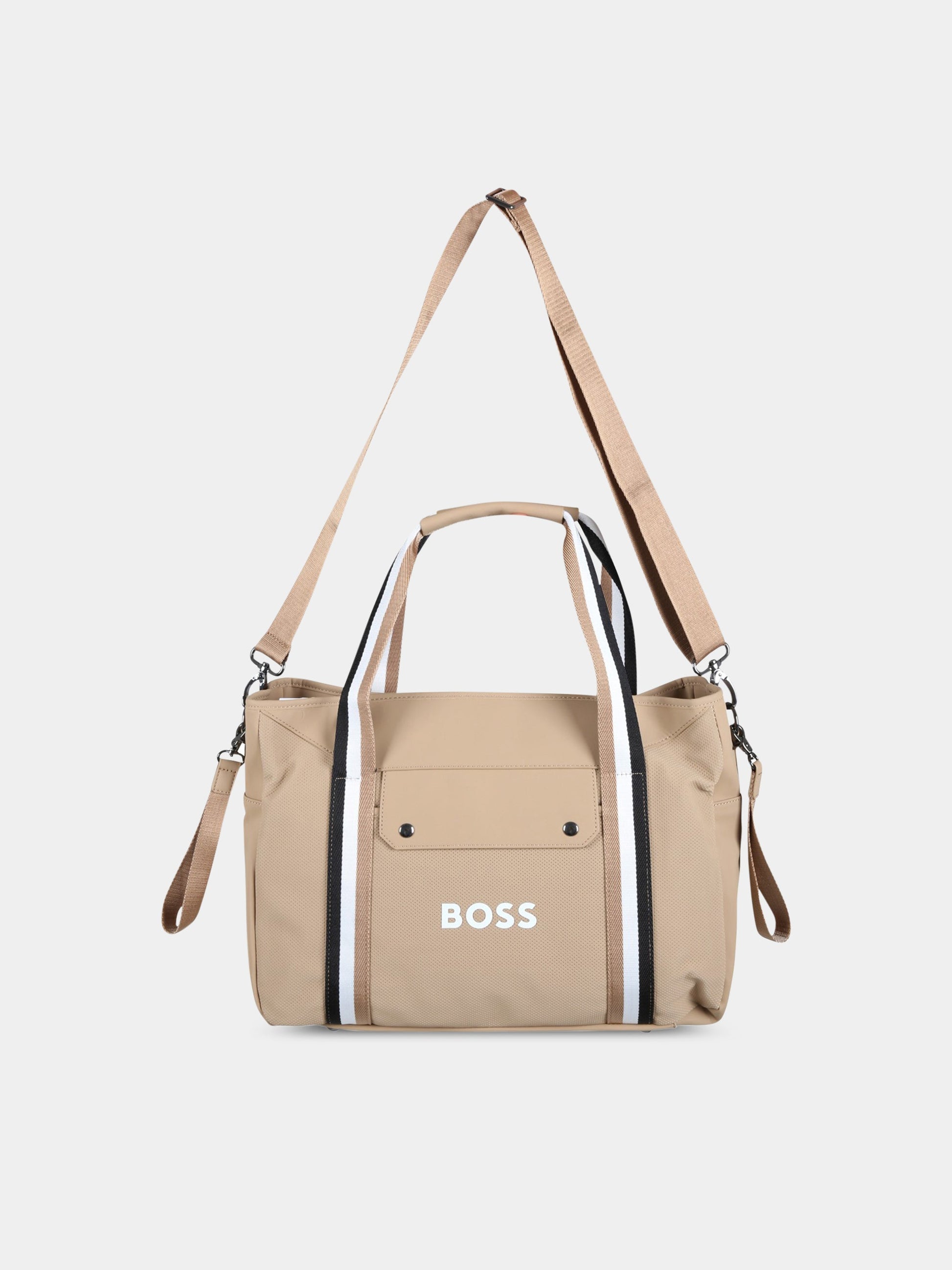 Borsa-mamma beige per neonato con patch logato,Boss,J90313 237