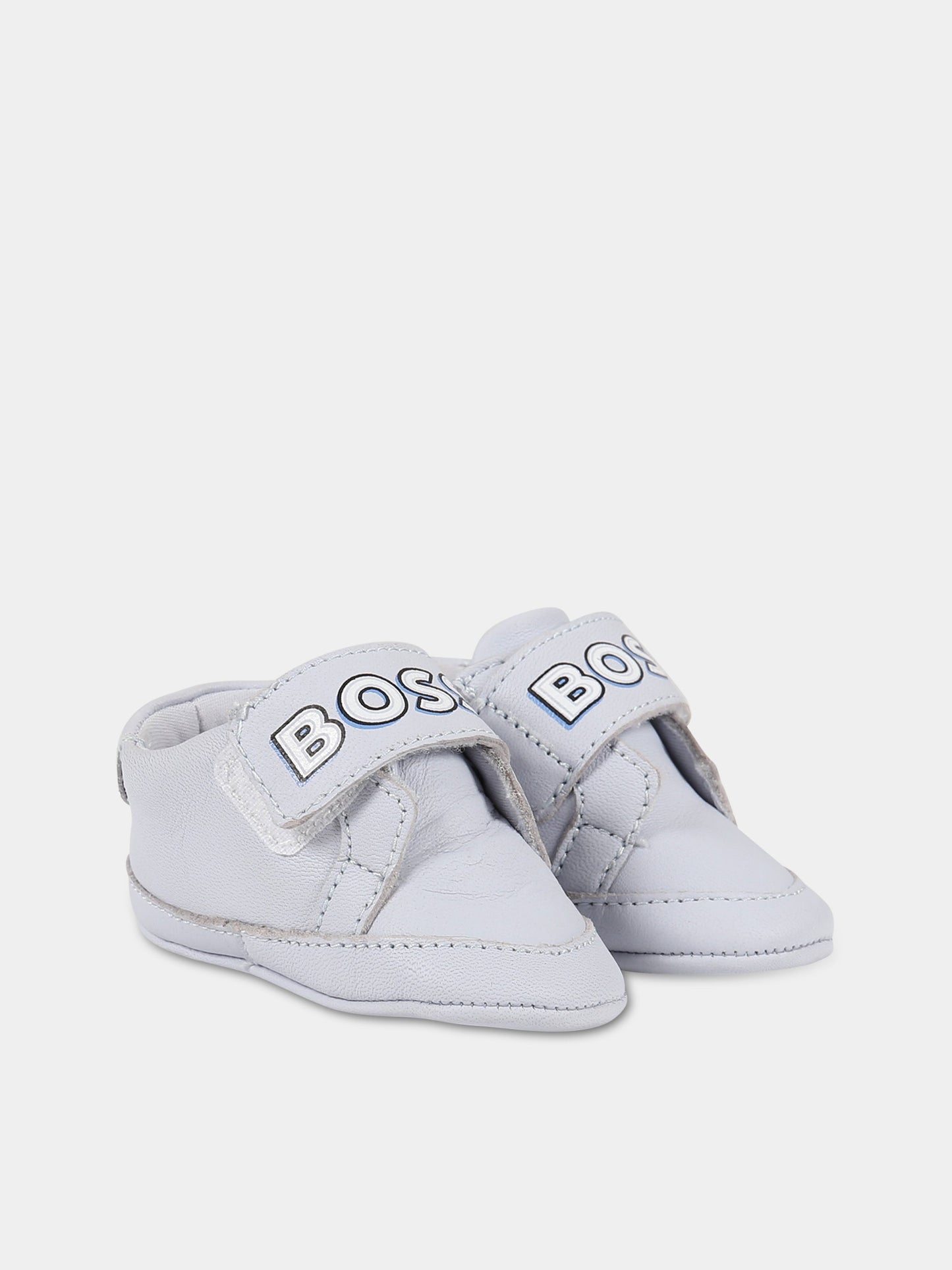 Sneakers celeste per neonato con scritta  Boss ,Boss,J99126 771