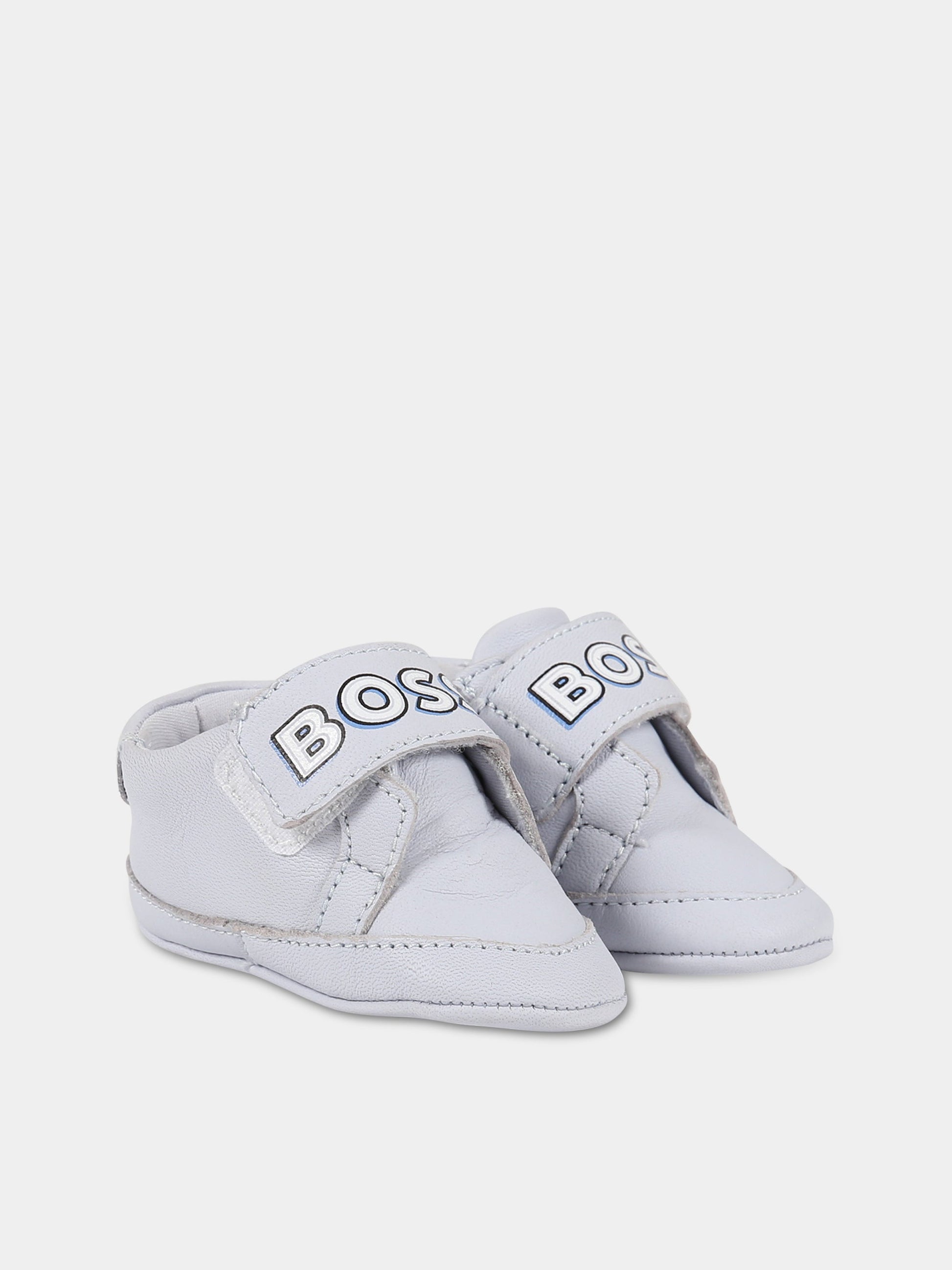 Sneakers celeste per neonato con scritta  Boss ,Boss,J99126 771