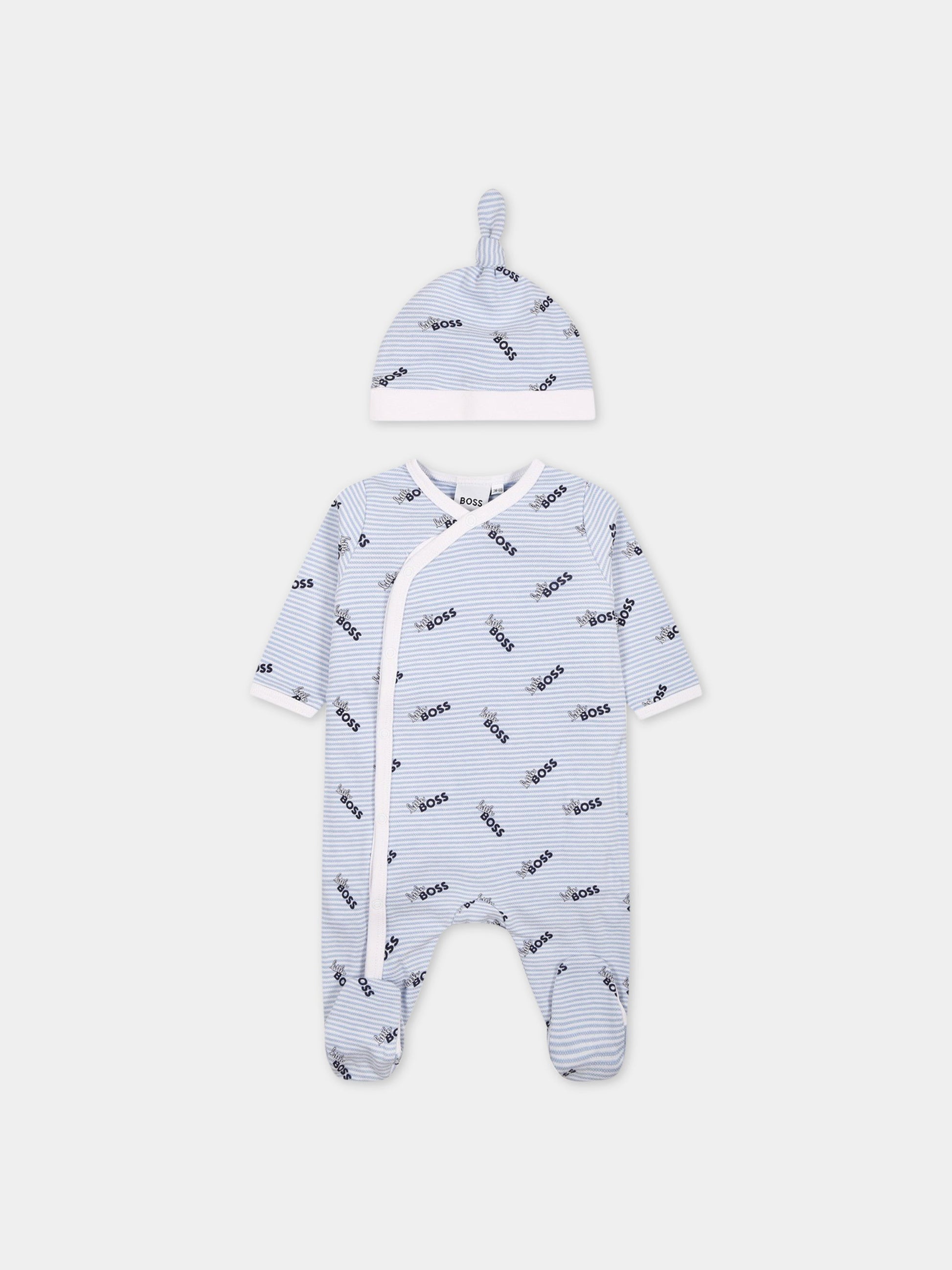 Set celeste per neonato con scritta  little Boss ,Boss,J98406 77A
