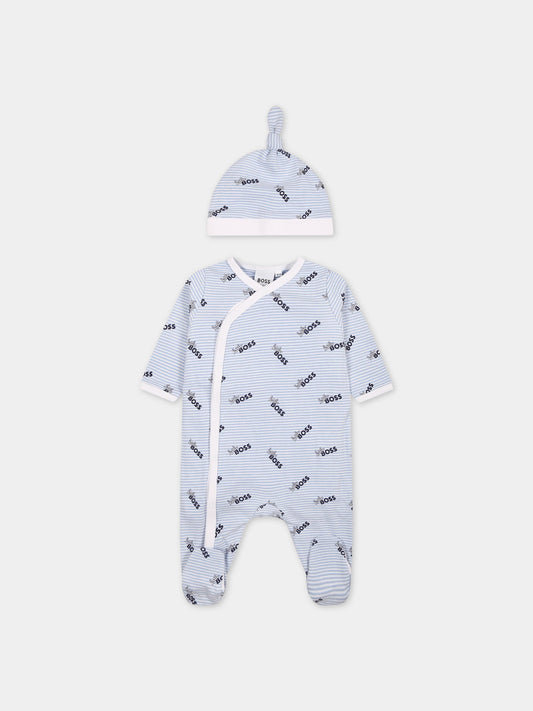 Set celeste per neonato con scritta  little Boss ,Boss,J98406 77A