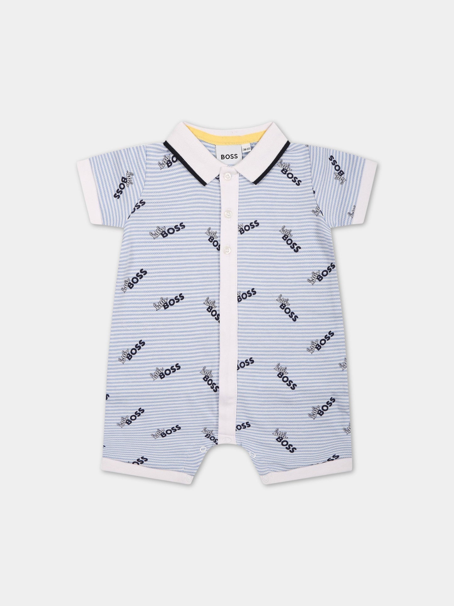 Pagliaccetto celeste per neonato con scritta  little Boss ,Boss,J94341 77A