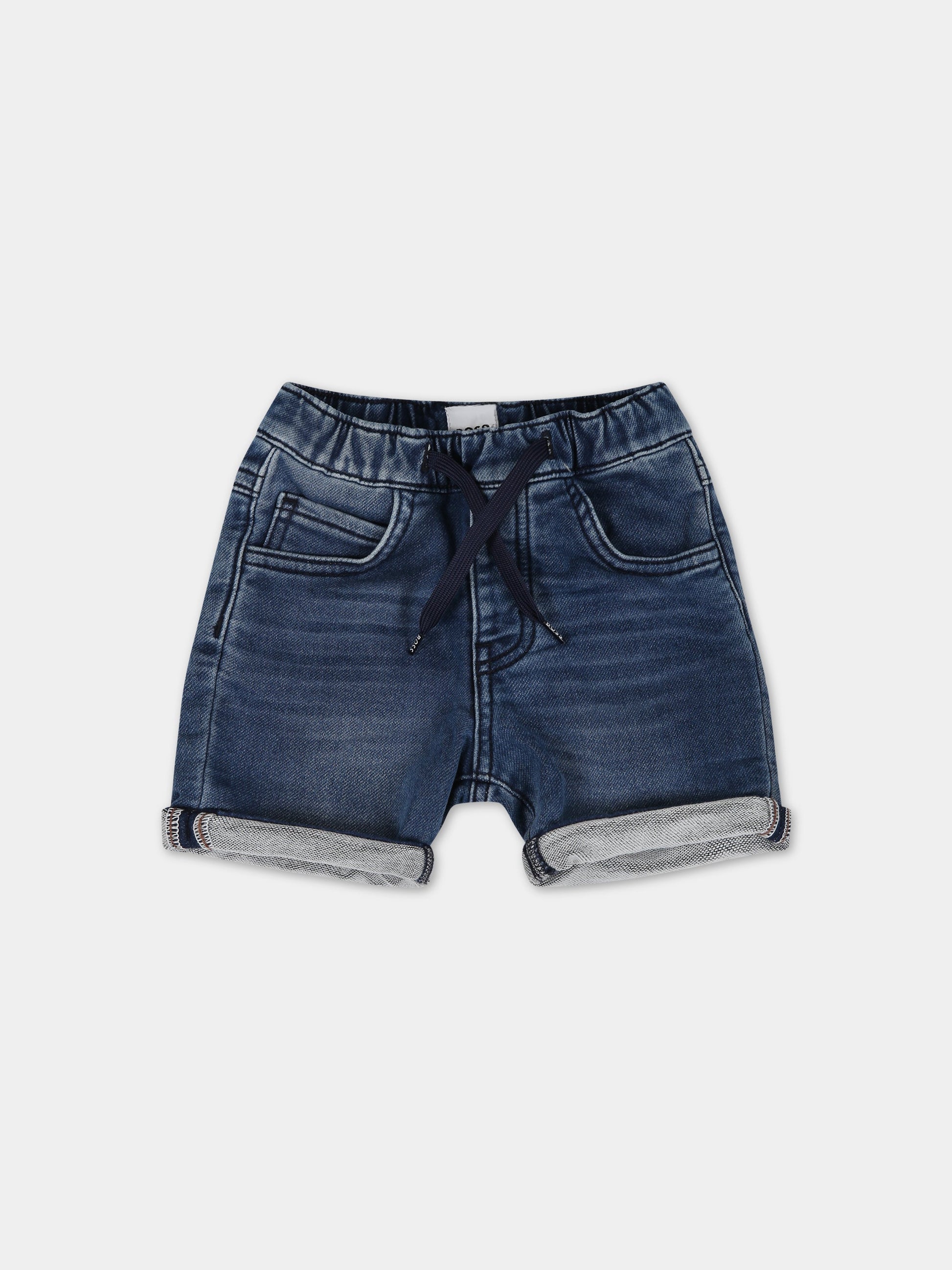 Shorts blu per neonato con logo,Boss,J04467 Z03