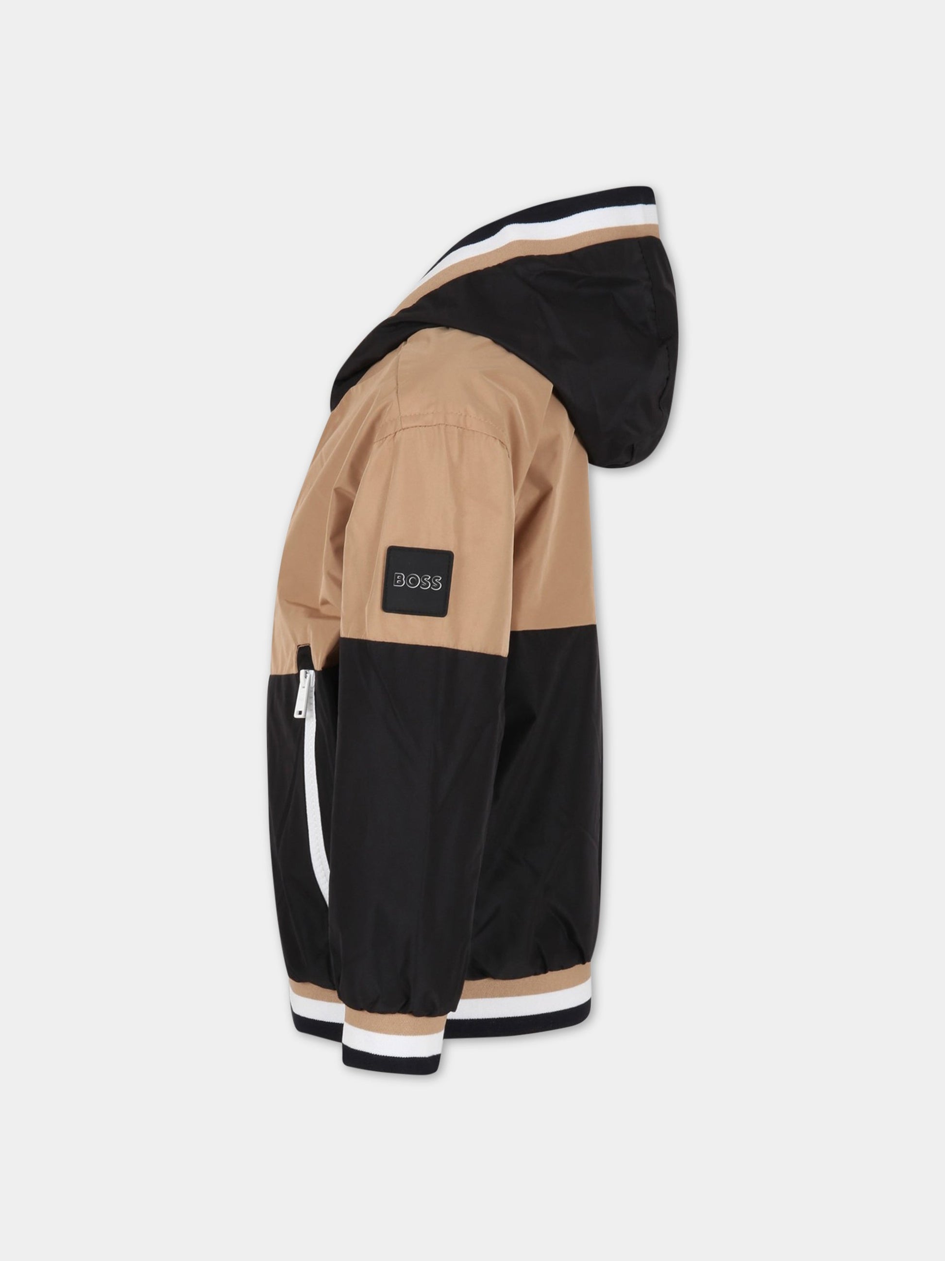 Giacca multicolor a vento per bambino con patch logato,Boss,J26497 09B