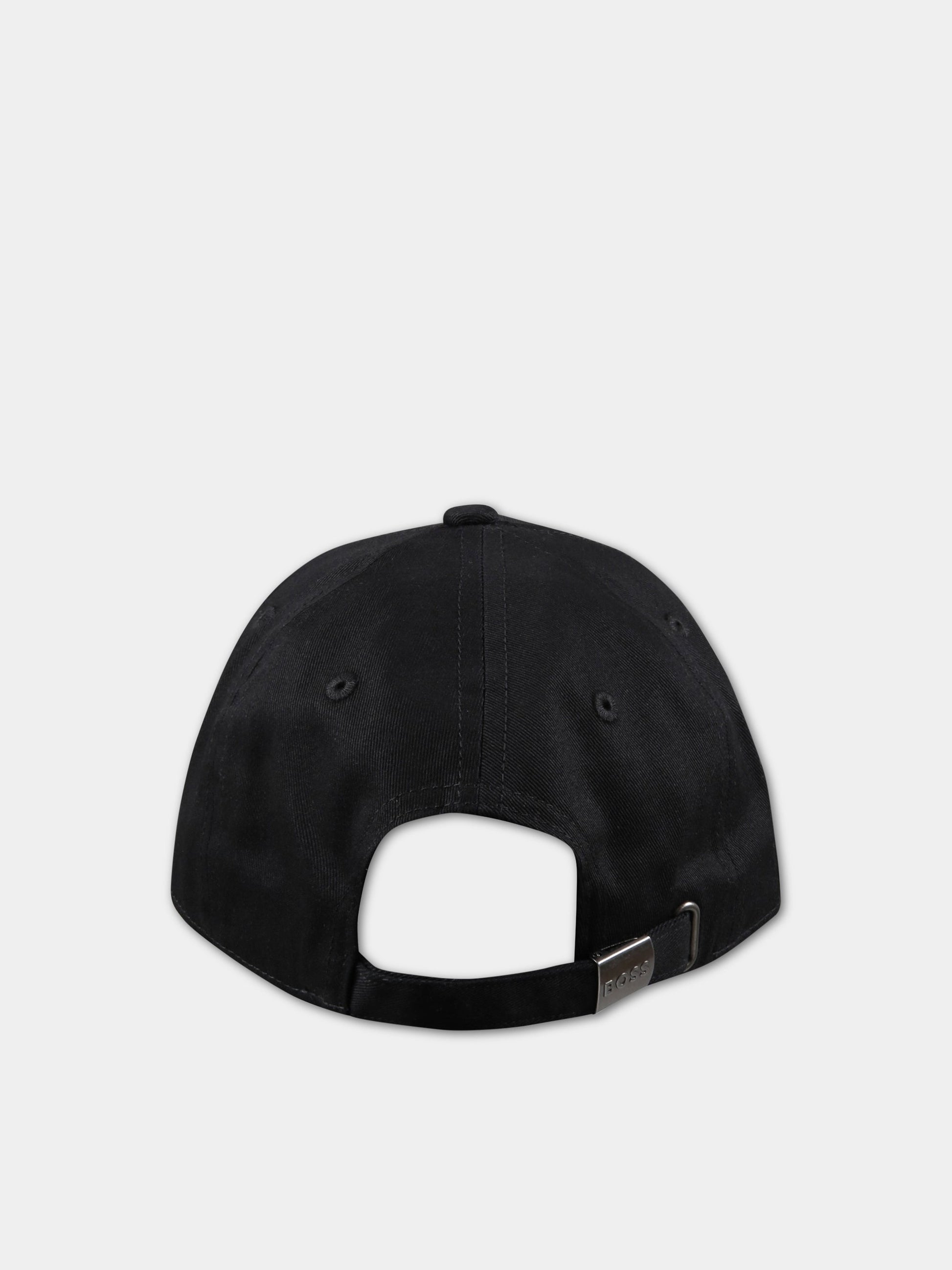 Cappello nero per bambino con logo bianco,Boss,J21271 09B