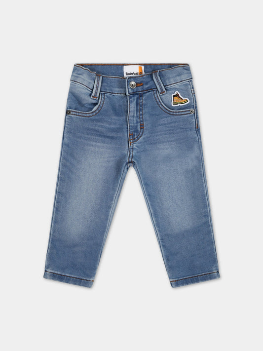 Jeans celesti per neonato con patch,Timberland,T04A49 Z74