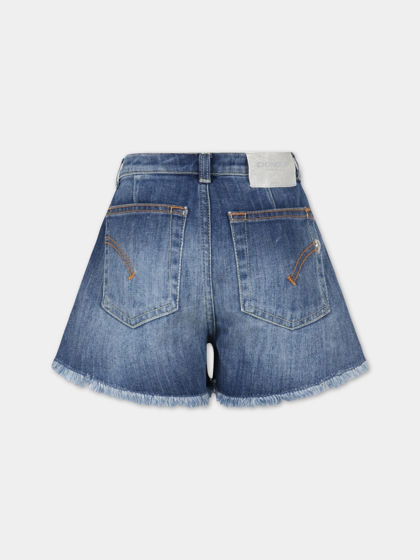 Shorts blu per bambina con patch logato,Dondup Kids,DFBE61C DS040 4016