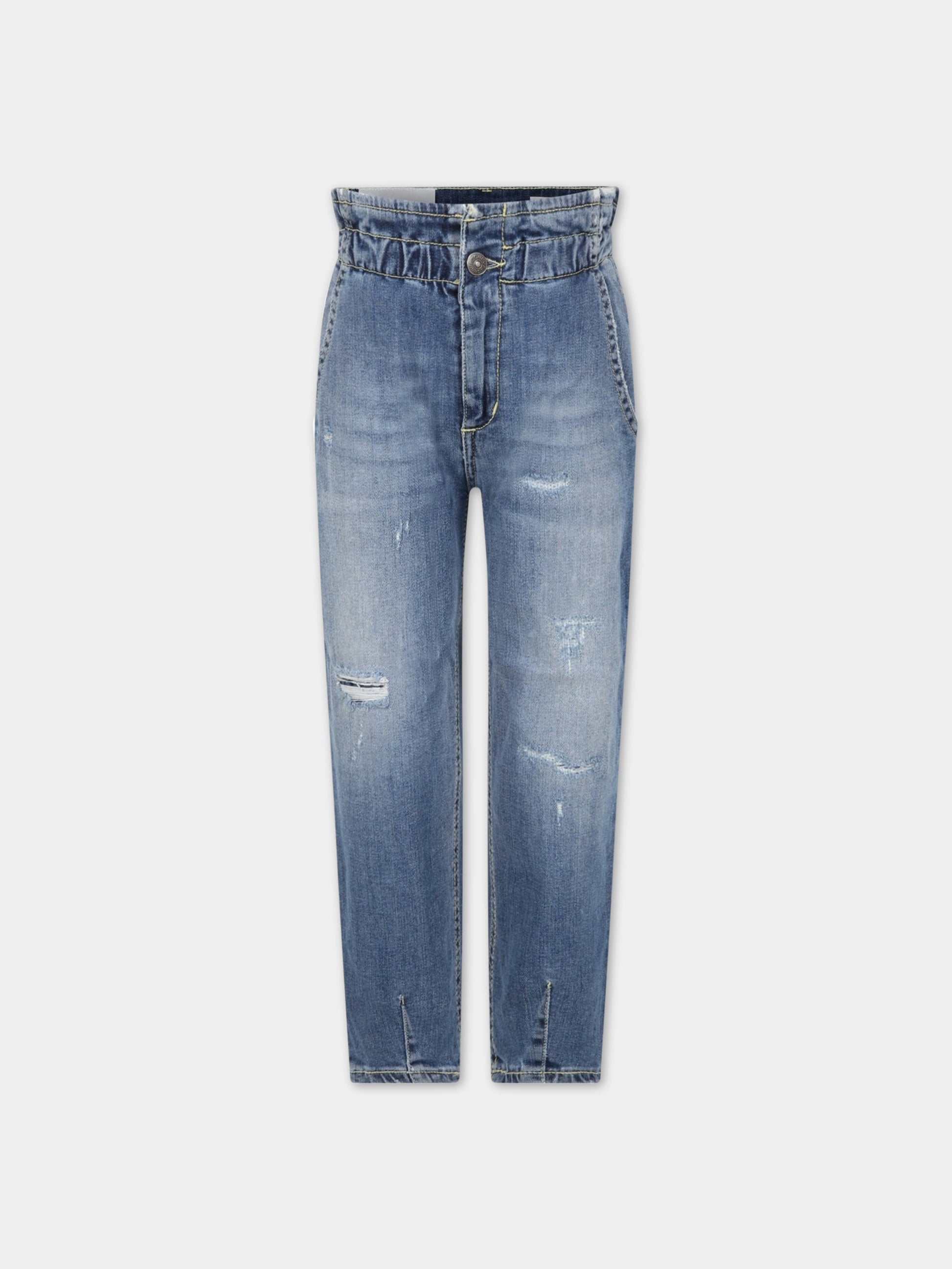 Jeans blu per bambina con finti strappi,Dondup Kids,DFPA221C DS041 4016