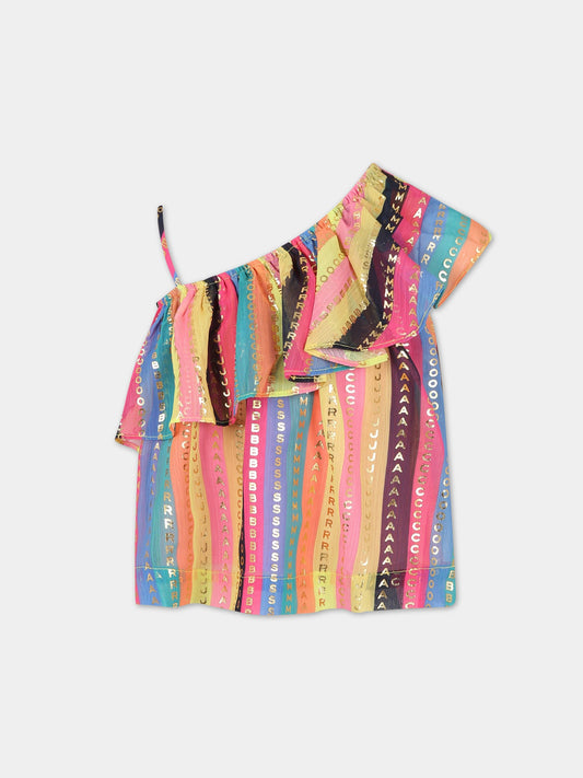 T-shirt multicolor per bambina con logo,Little Marc Jacobs,W15654 Z41