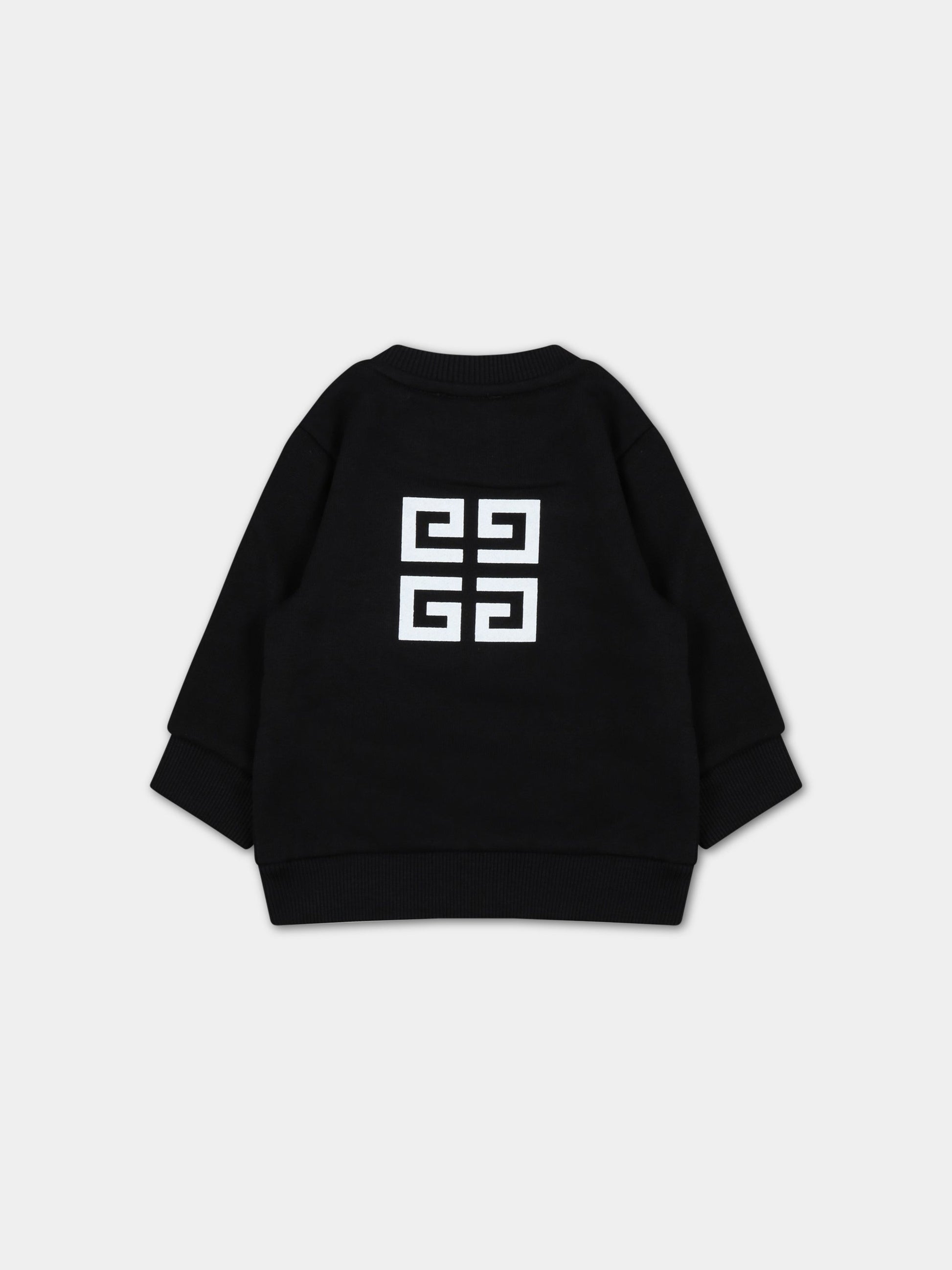 Felpa nera per neonato con logo bianco,Givenchy Kids,H05253 09B