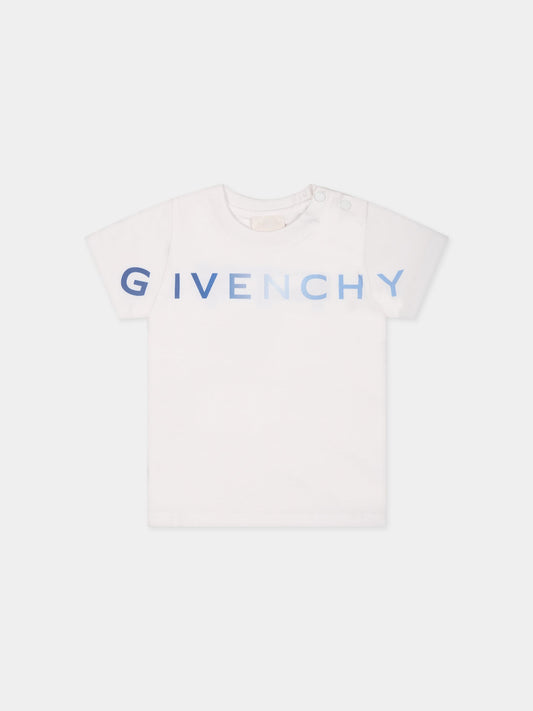 T-shirt bianca per neonato con logo e motivo 4G,Givenchy Kids,H05249 10P