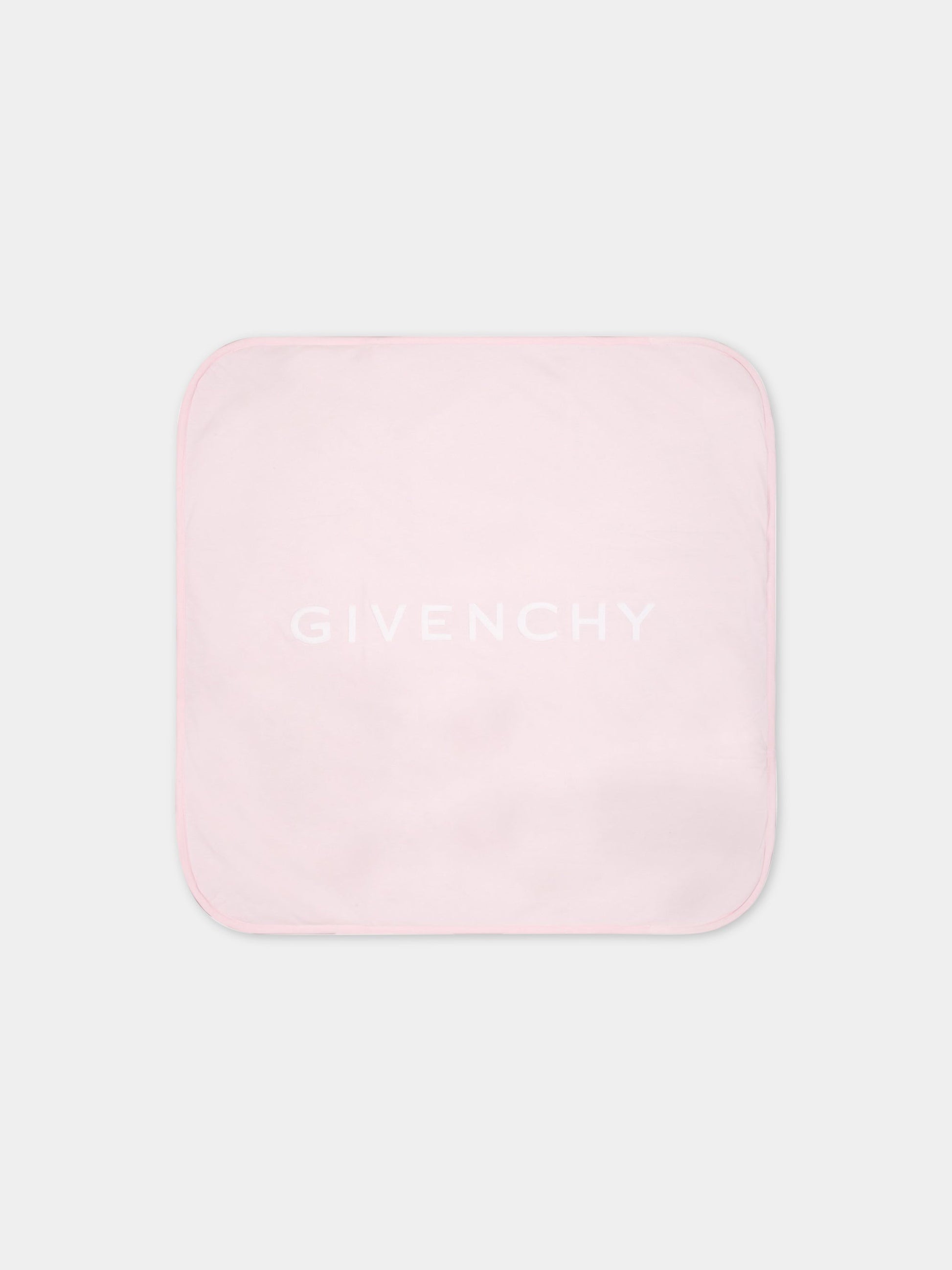 Coperta rosa per neonato con logo bianco,Givenchy Kids,H90163 44Z