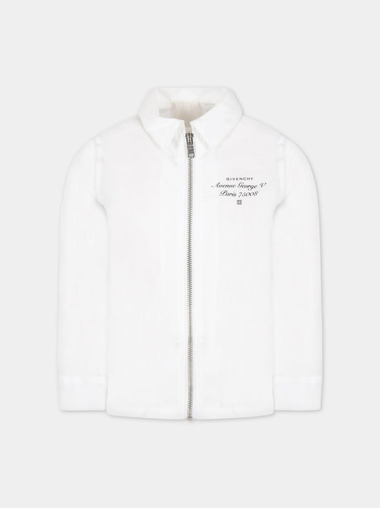 Camicia bianca per bambino con logo nero,Givenchy Kids,H25421 10P