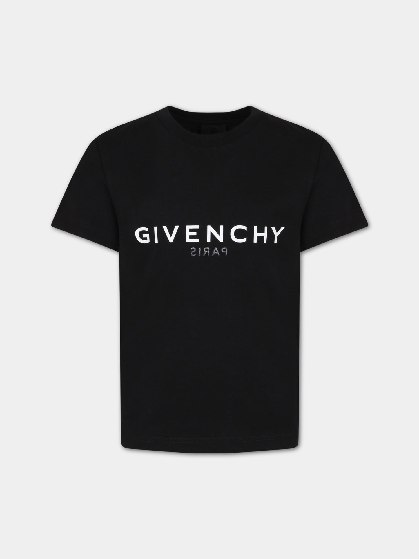 T-shirt nera per bambino con logo bianco,Givenchy Kids,H25404 09B