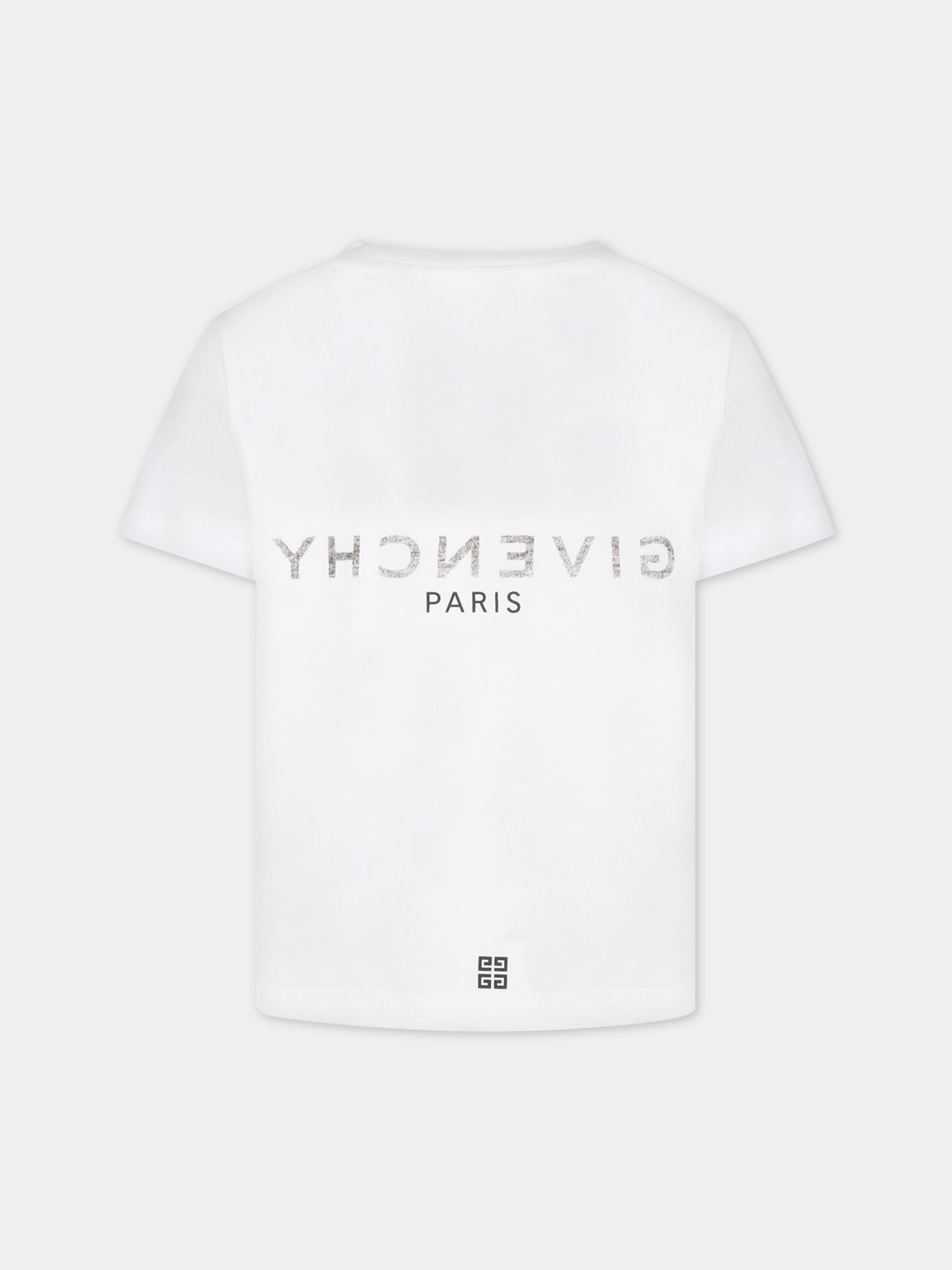 T-shirt bianca per bambino con logo nero,Givenchy Kids,H25404 10P