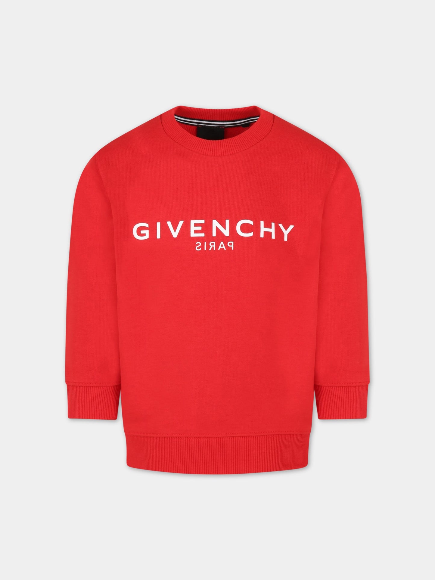 Felpa rossa per bambino con logo bianco,Givenchy Kids,H25424 991