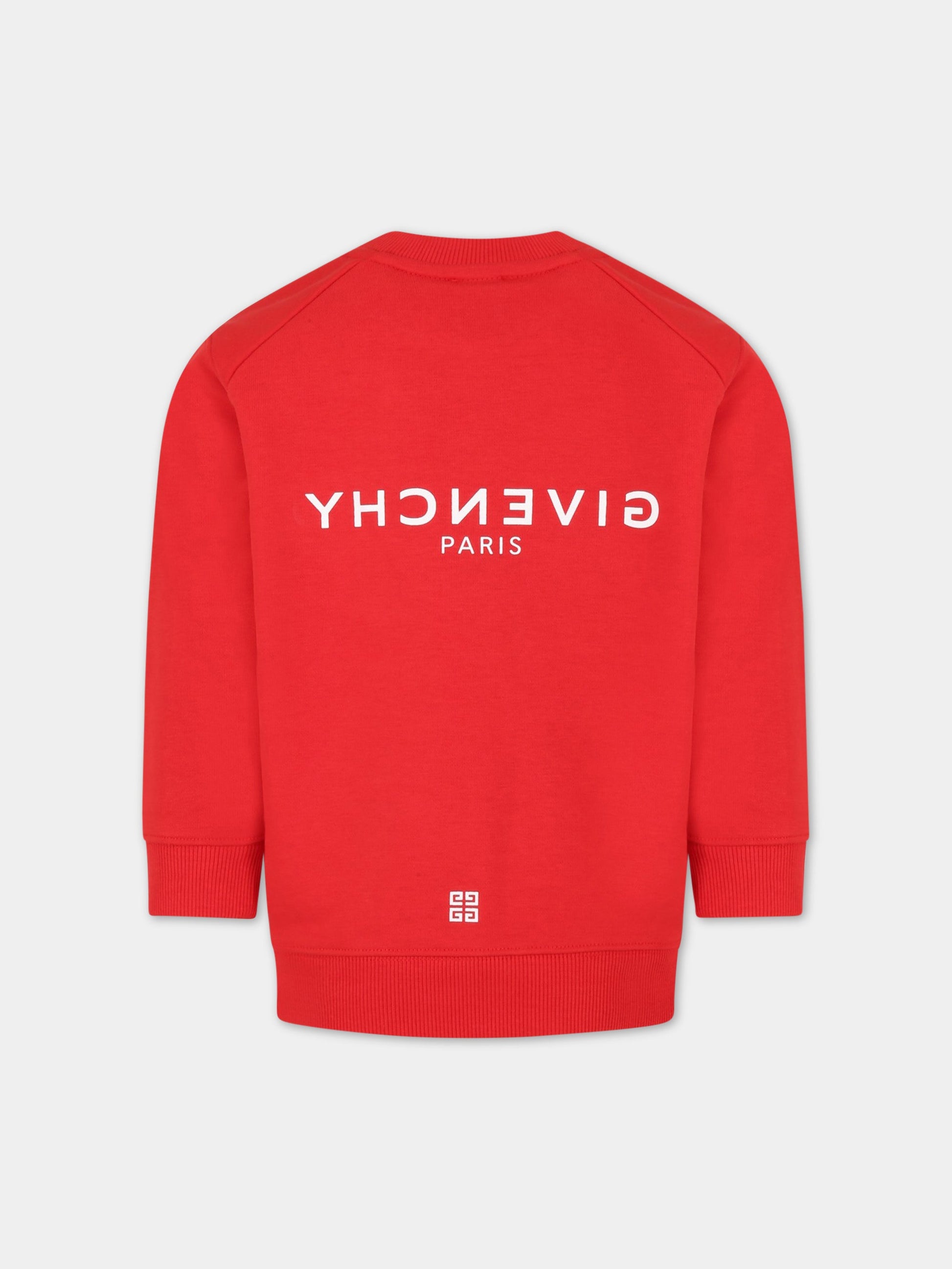 Felpa rossa per bambino con logo bianco,Givenchy Kids,H25424 991