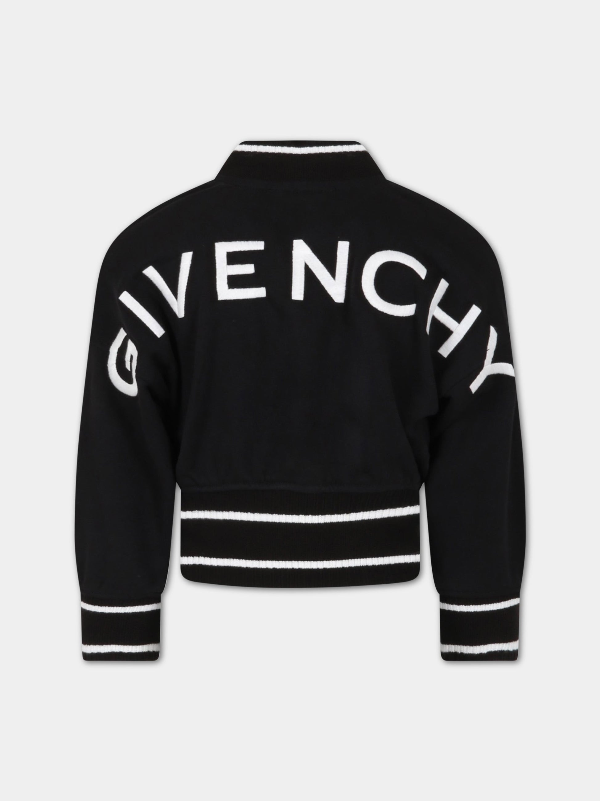Bomber nero per bambina con logo,Givenchy Kids,H15313 09B