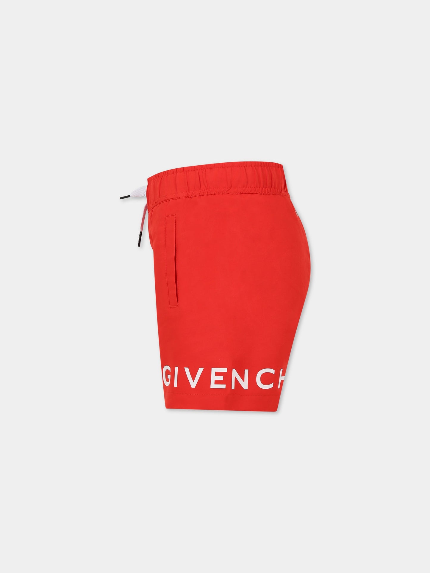 Boxer-mare rosso per bambino con logo e motivo 4G,Givenchy Kids,H20073 991