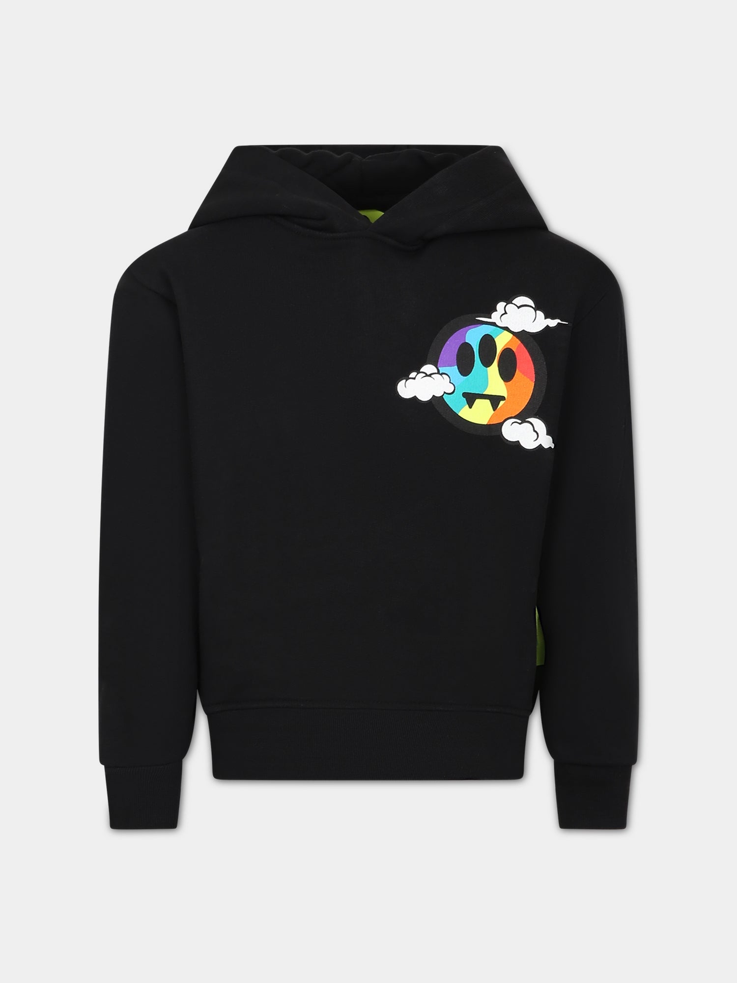 Felpa nero per bambini con iconico smile e logo multicolor,Barrow,032921 110