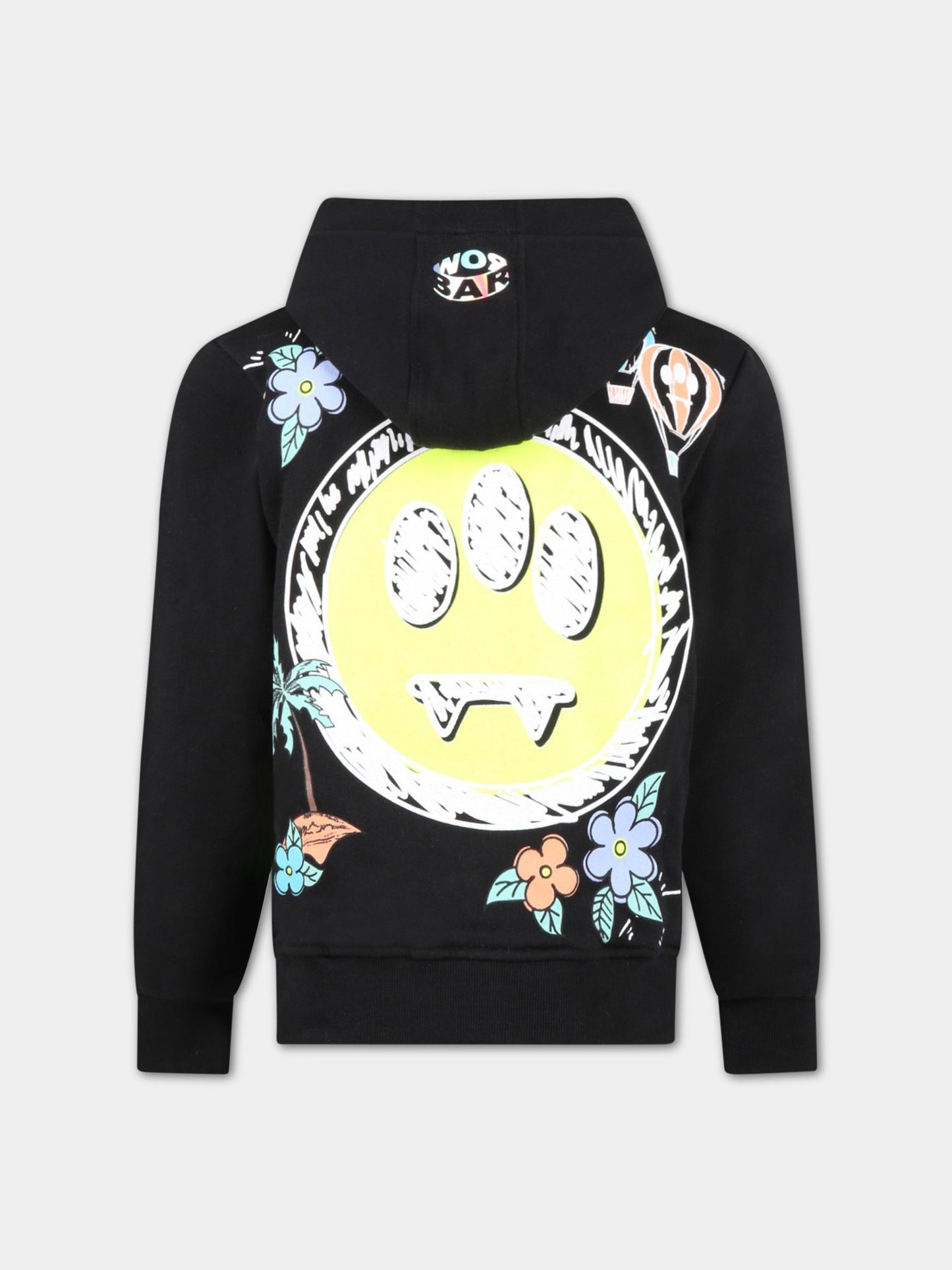Felpa nera per bambini con palma e smile,Barrow,032951 110