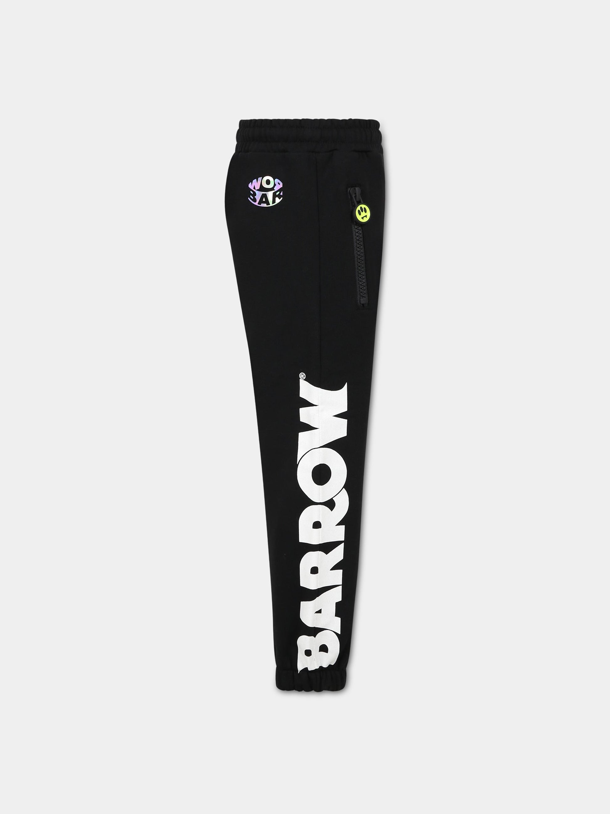 Pantaloni nero per bambini con logo e iconico smile,Barrow,033035 110