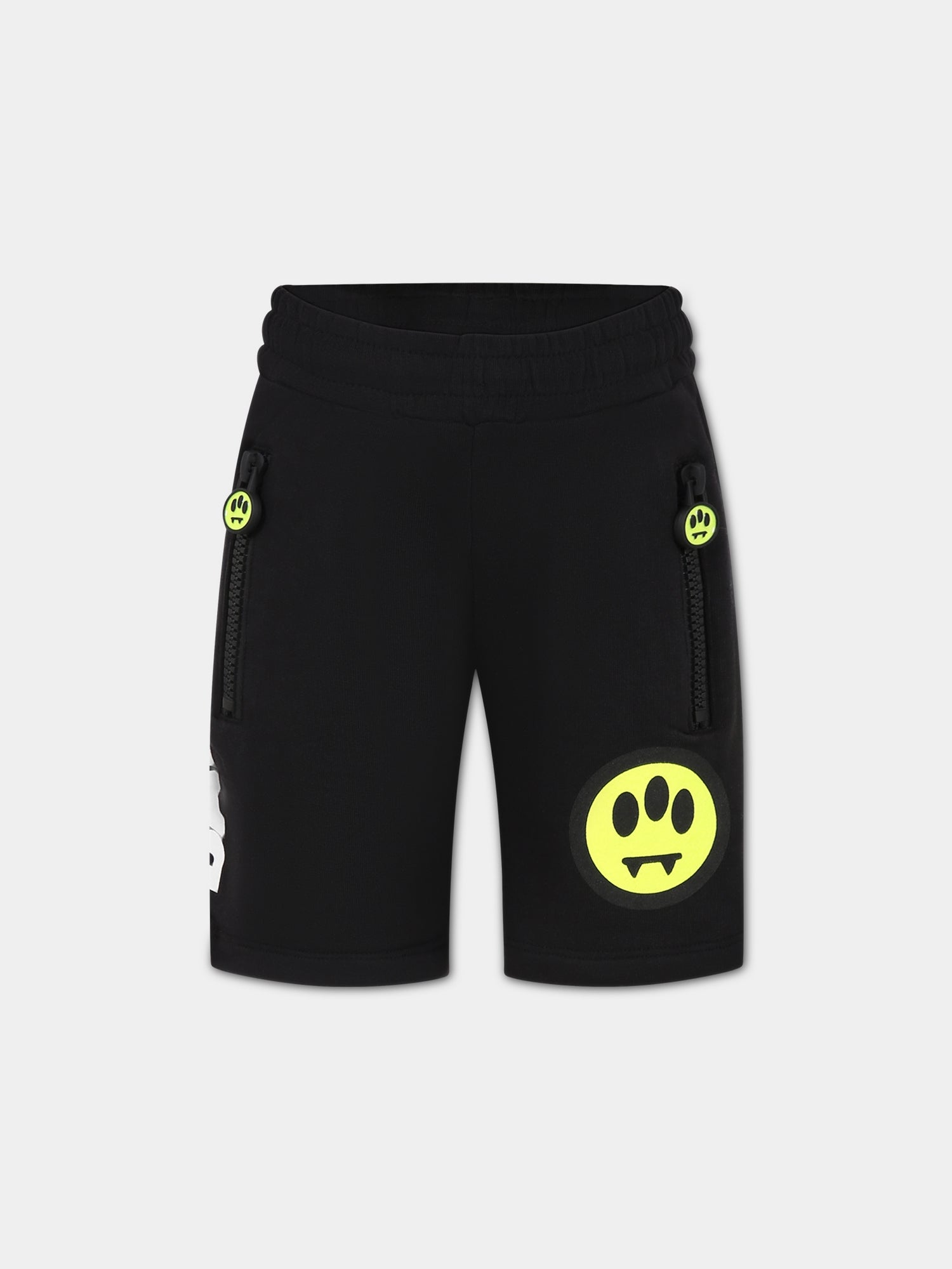 Shorts nero per bambini con logo e iconico smile,Barrow,033036 110