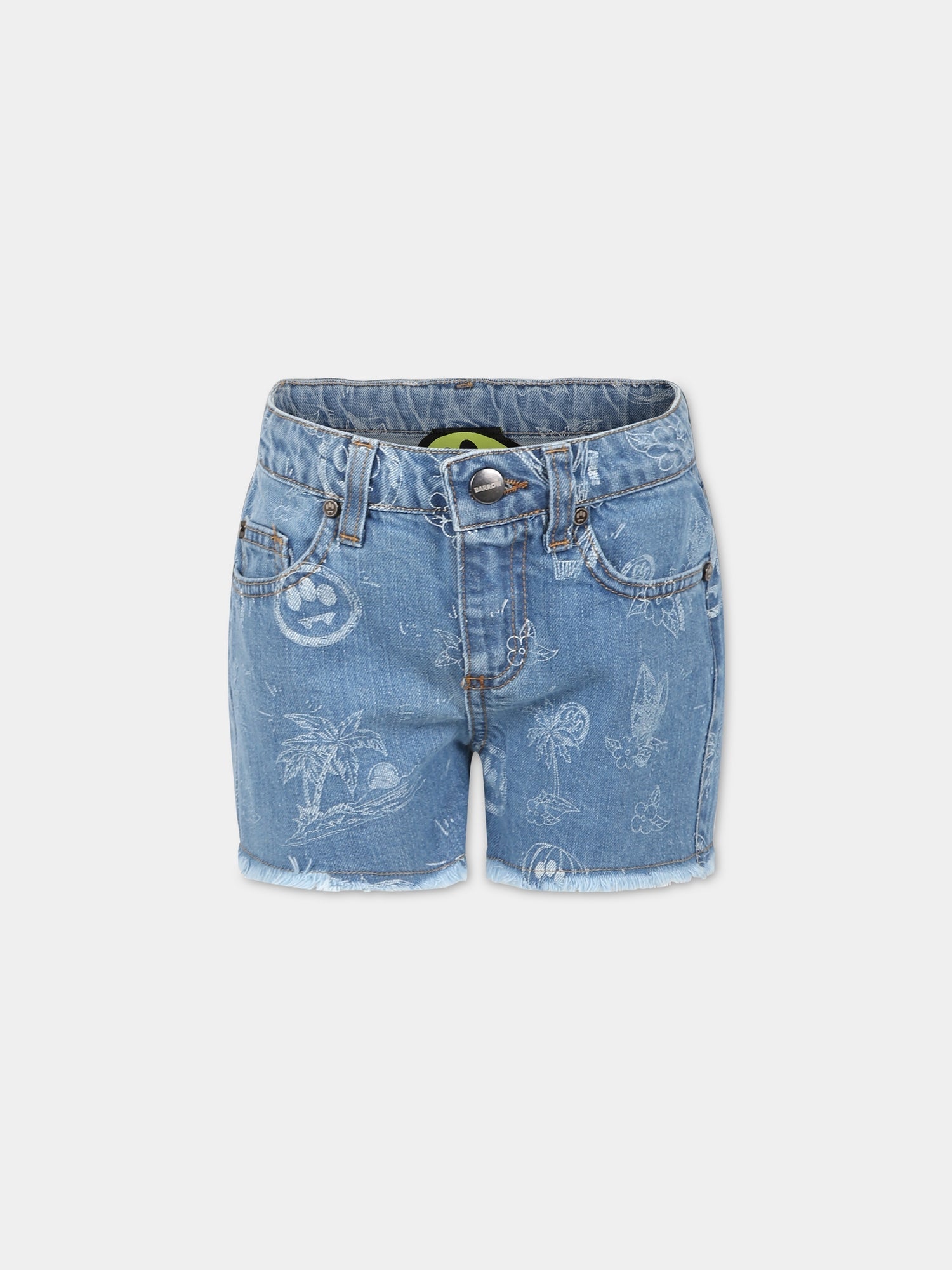 Shorts celeste per bambina con logo e iconico smile,Barrow,033070 200