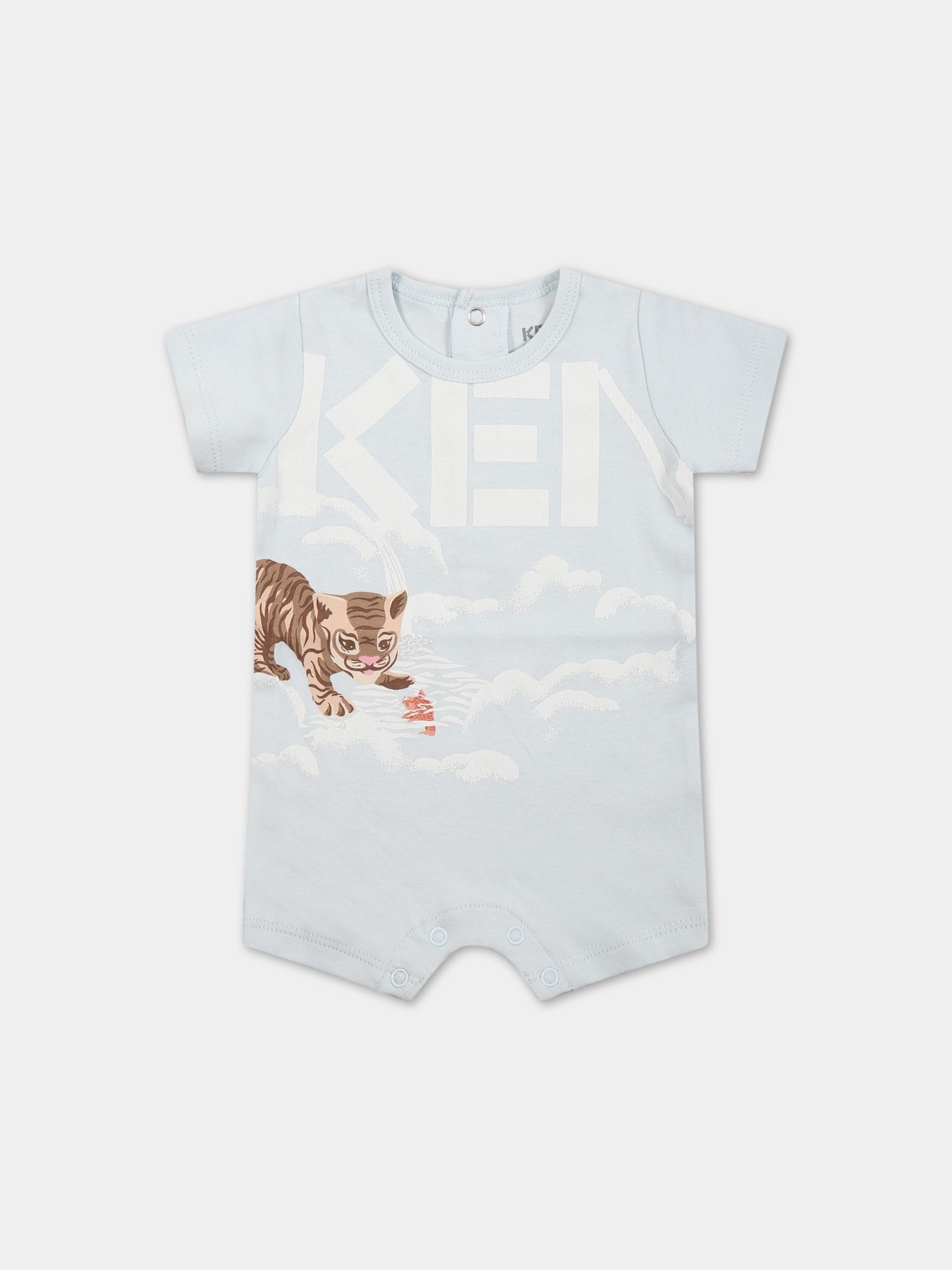 Pagliaccetto celeste per neonato con animali e logo,Kenzo Kids,K94100 791