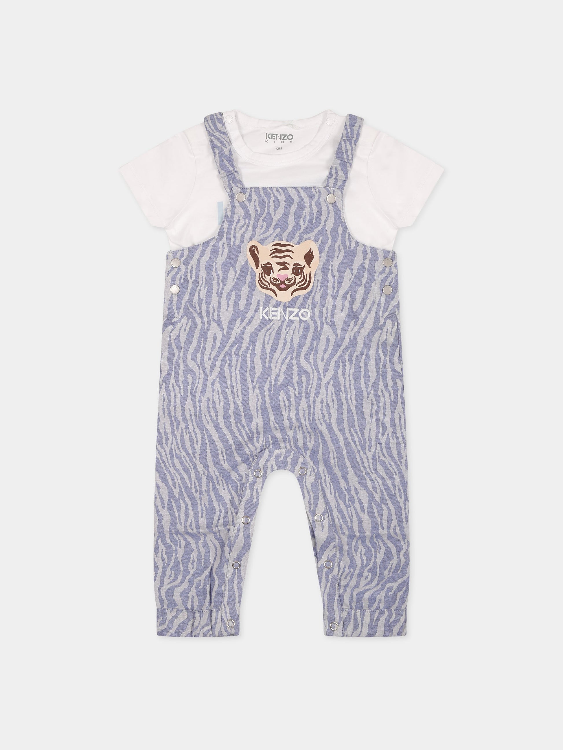 Completo multicolor per neonato con tigre e logo,Kenzo Kids,K98099 78P