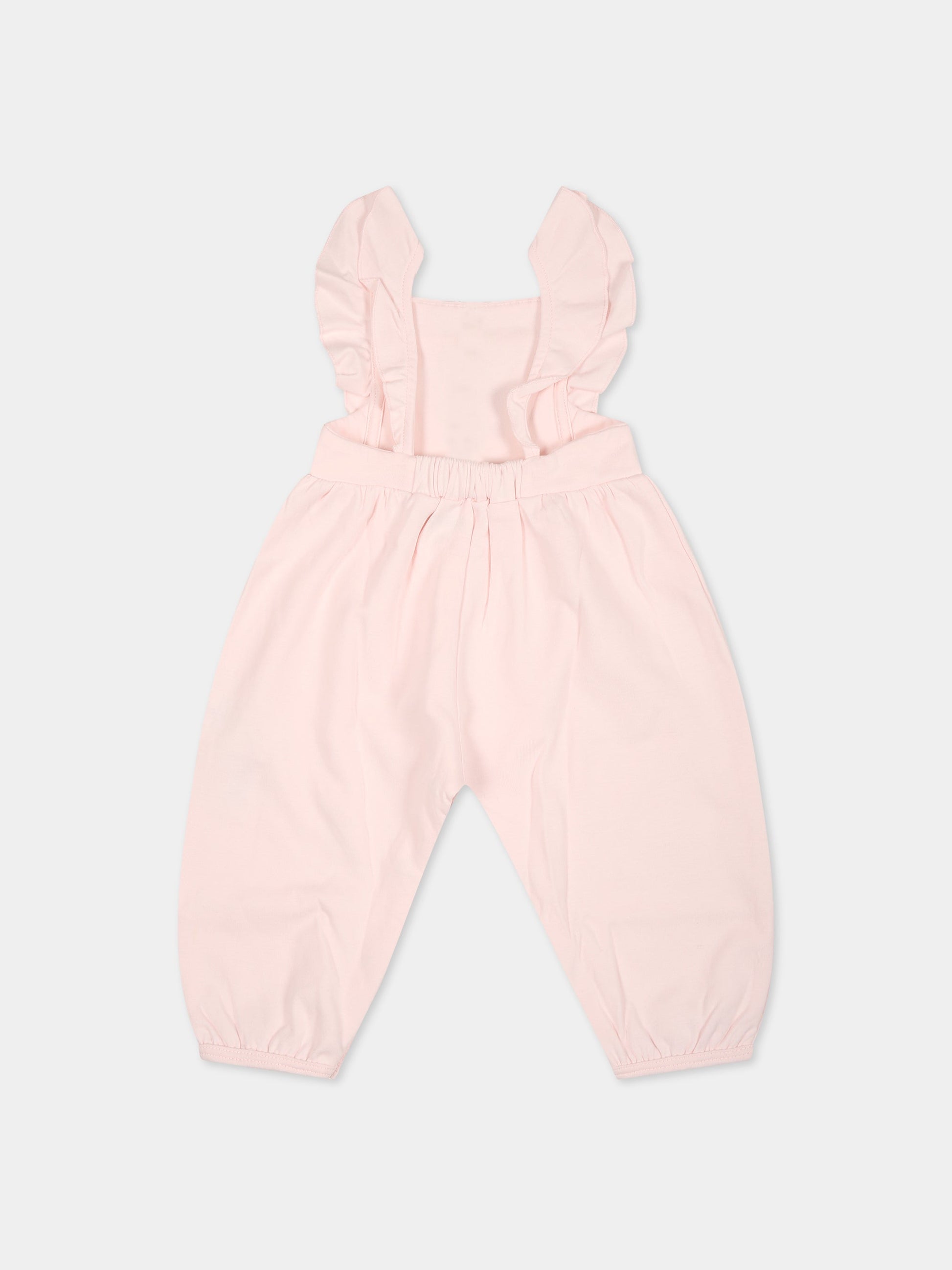 Salopette rosa per neonata con tigre e logo,Kenzo Kids,K94104 450