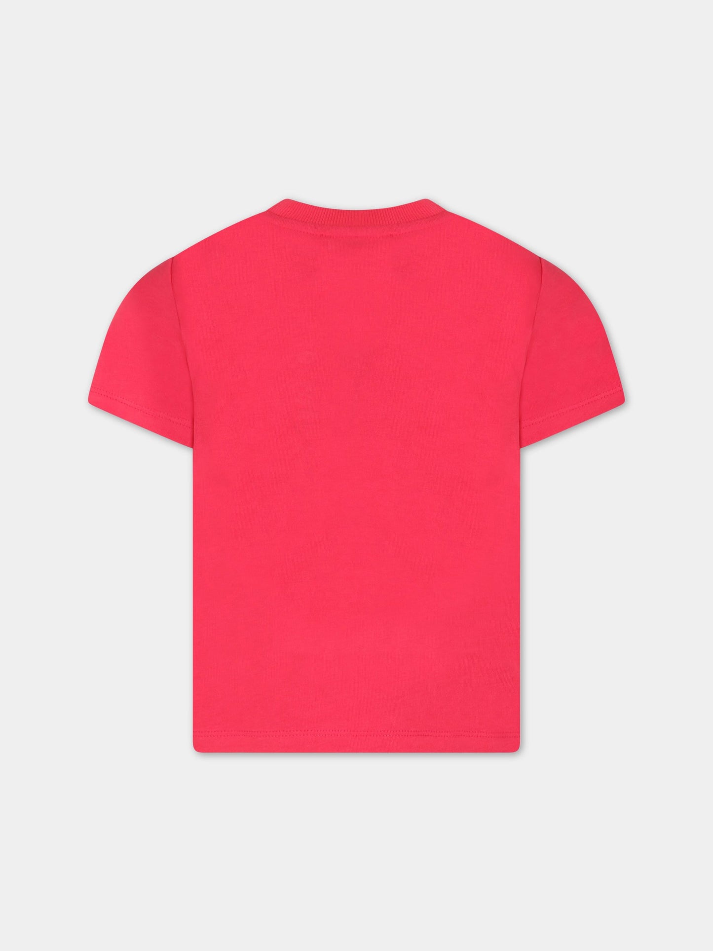 T-shirt fucsia per bambina con tigre e logo,Kenzo Kids,K15655 491