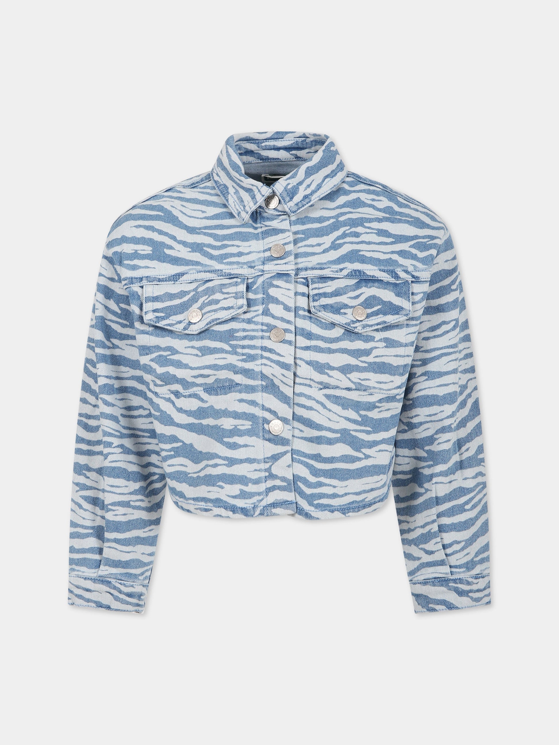 Giubboto celeste per bambina con logo,Kenzo Kids,K15638 78G