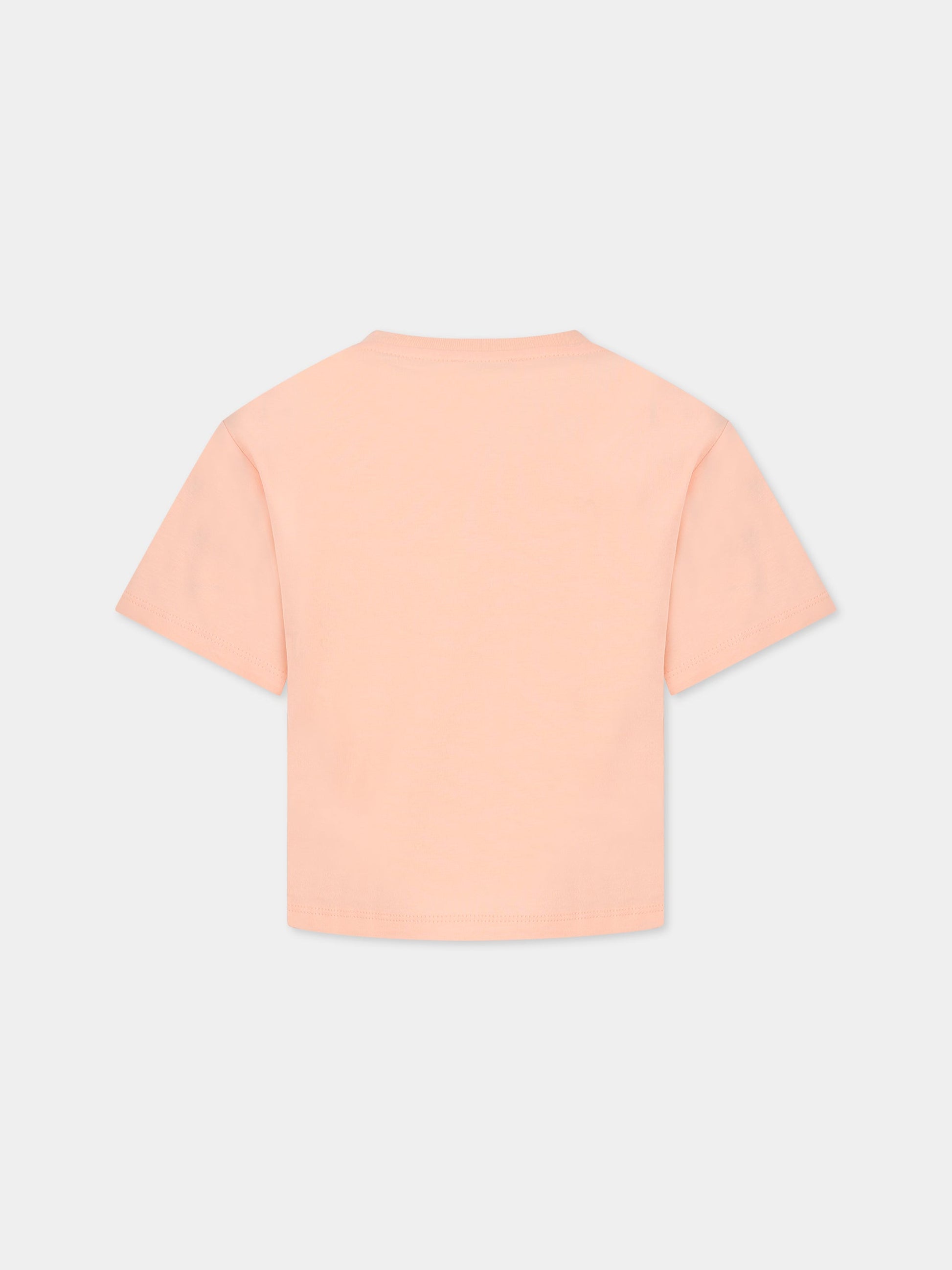 T-shirt rosa per bambina con Kotora e logo,Kenzo Kids,K15656 449