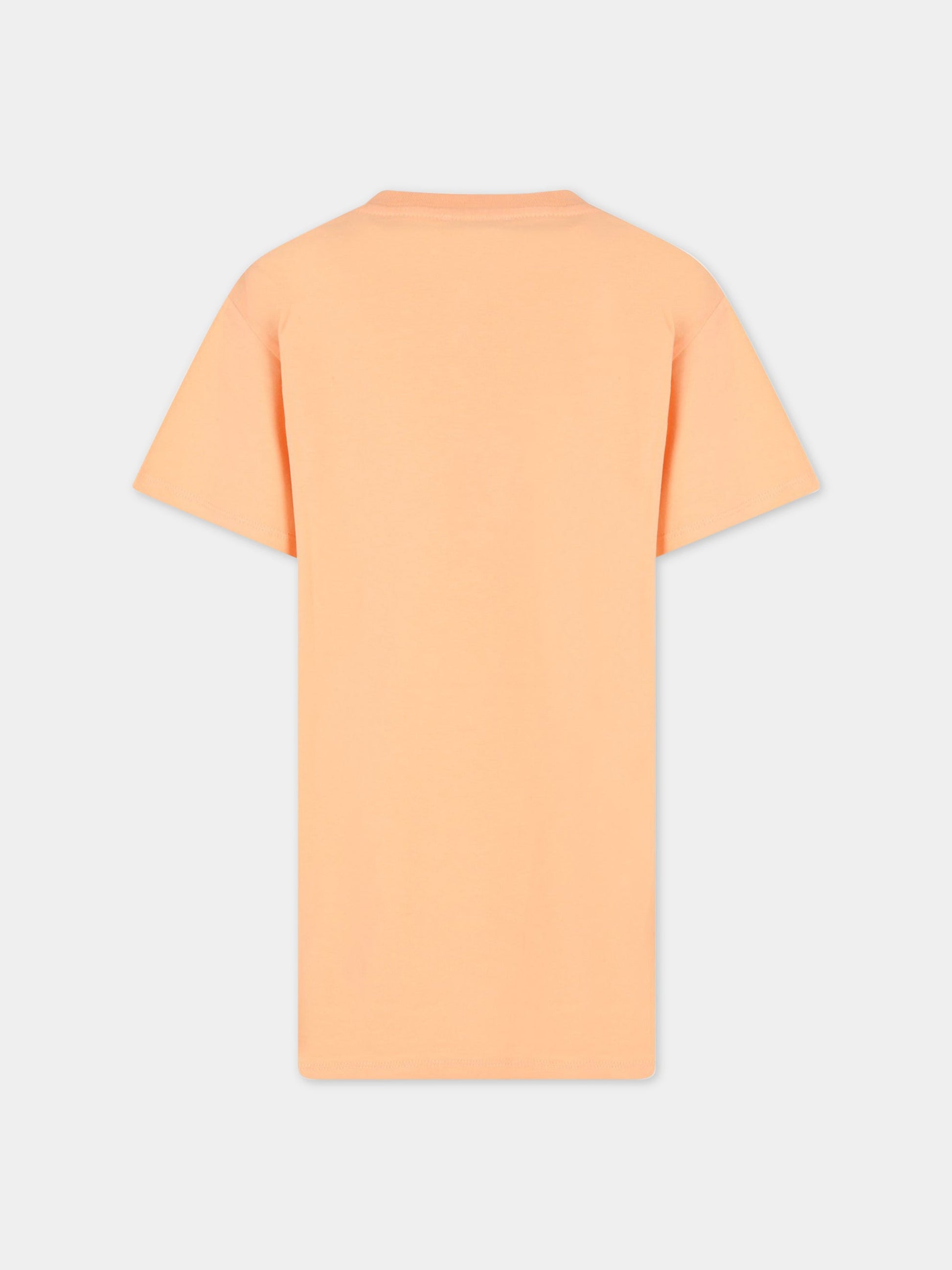 Vestito arancione per bambina con giraffa e logo,Kenzo Kids,K12297 57A