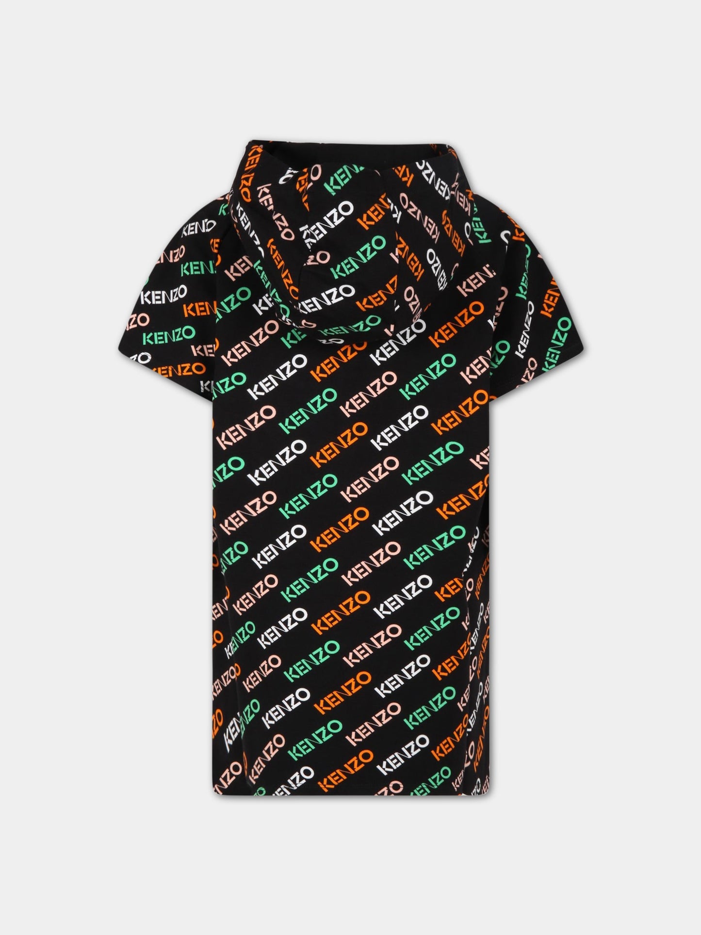 Vestito nero per bambina con logo all-over,Kenzo Kids,K12310 09P