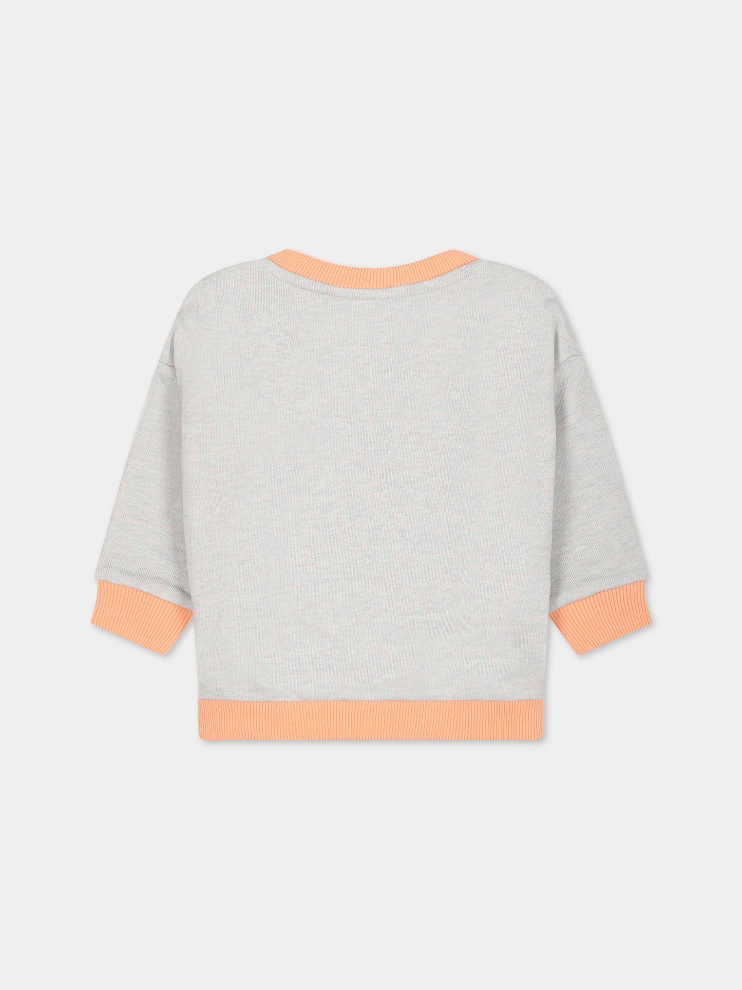 Felpa grigia per neonata con stampa elefante e logo,Kenzo Kids,K05484 010