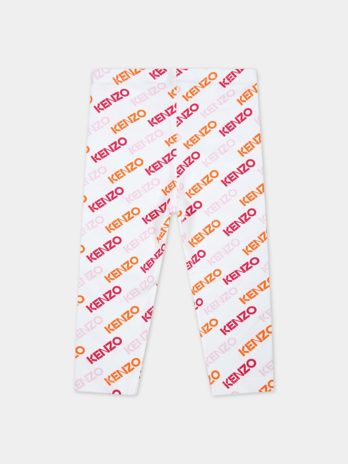 Leggings bianchi per neonata con logo multicolor,Kenzo Kids,K04216 10P