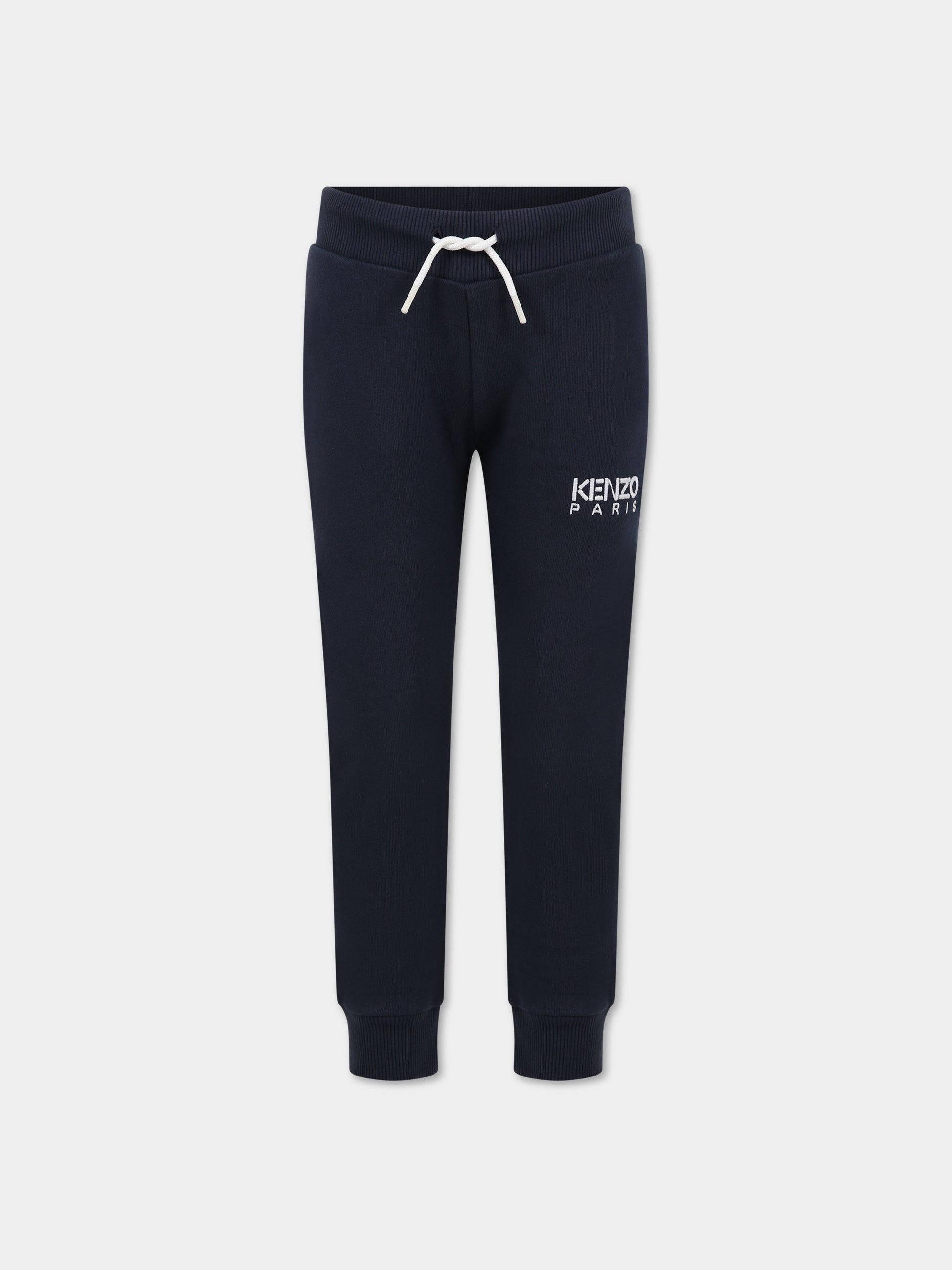 Pantaloni blu per bambino con logo,Kenzo Kids,K24287 857