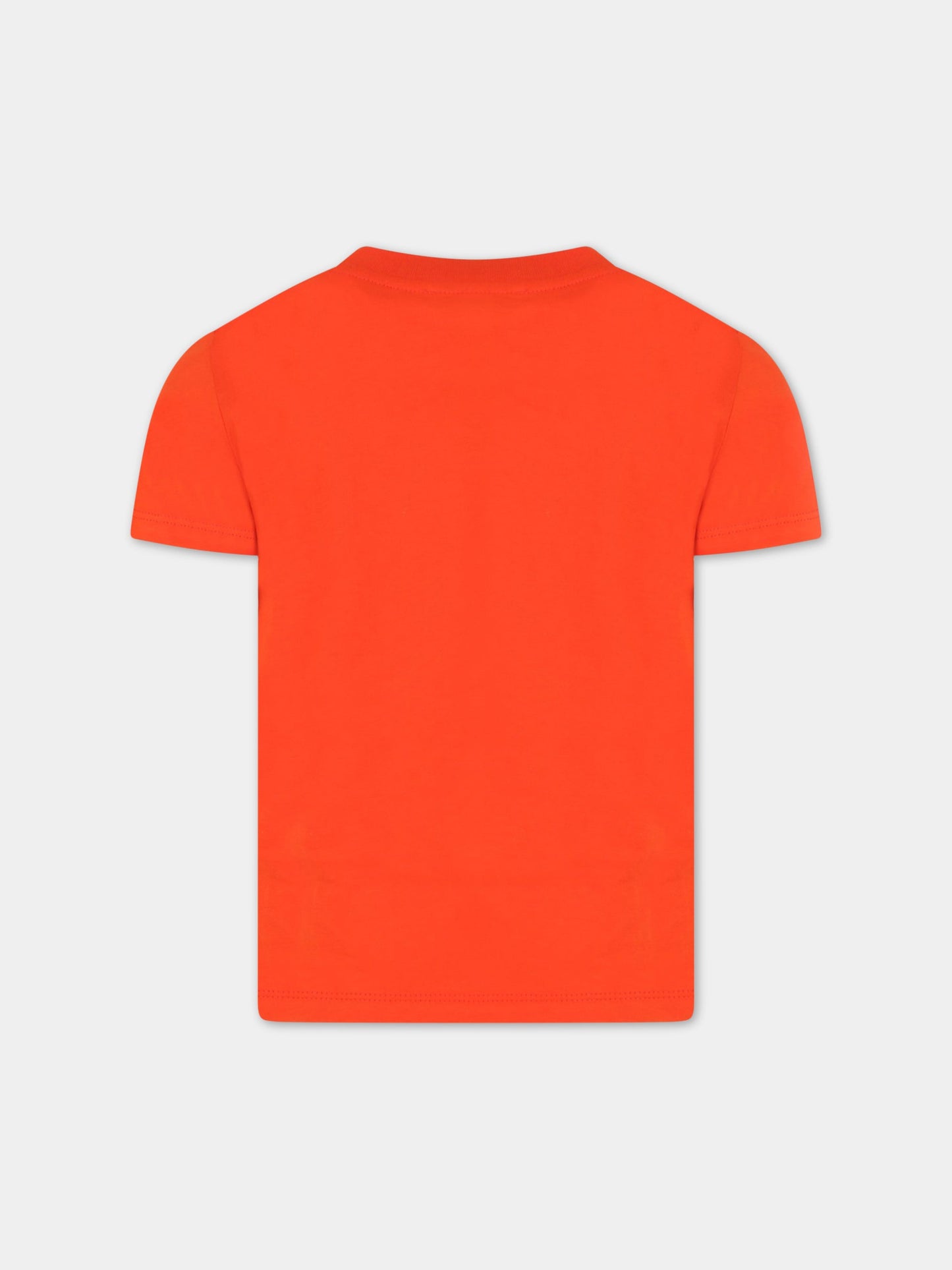 T-shirt arancione  per bambino con tigre e logo,Kenzo Kids,K25782 987