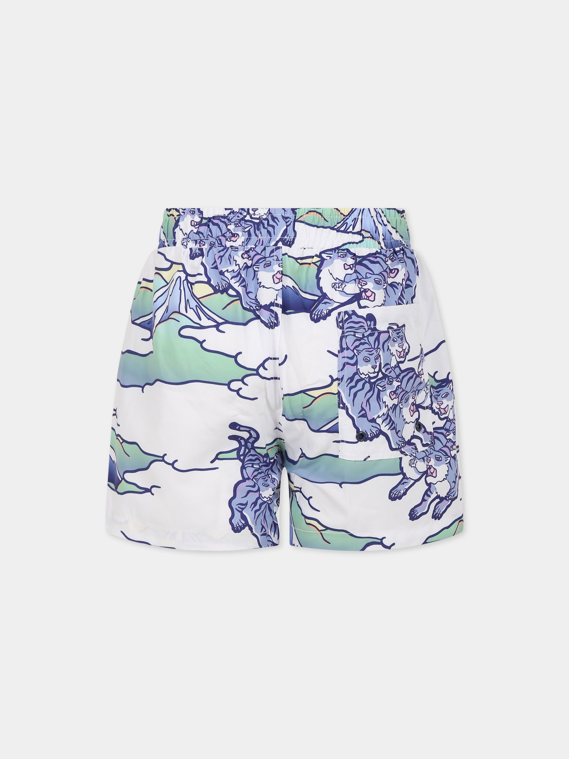 Boxer-mare per bambino con tigre e logo,Kenzo Kids,K24315 791