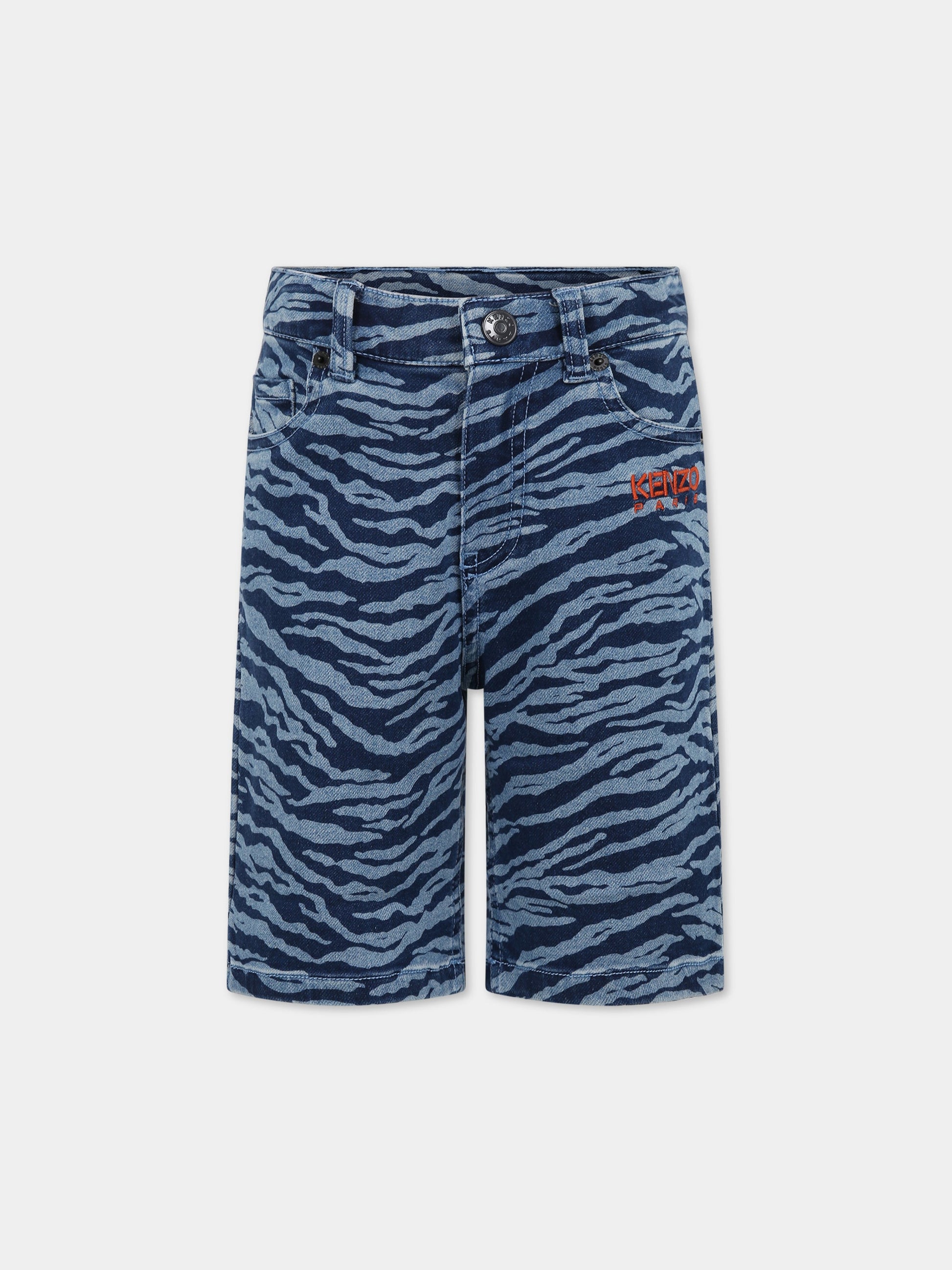 Short blu per bambino con logo,Kenzo Kids,K24309 805