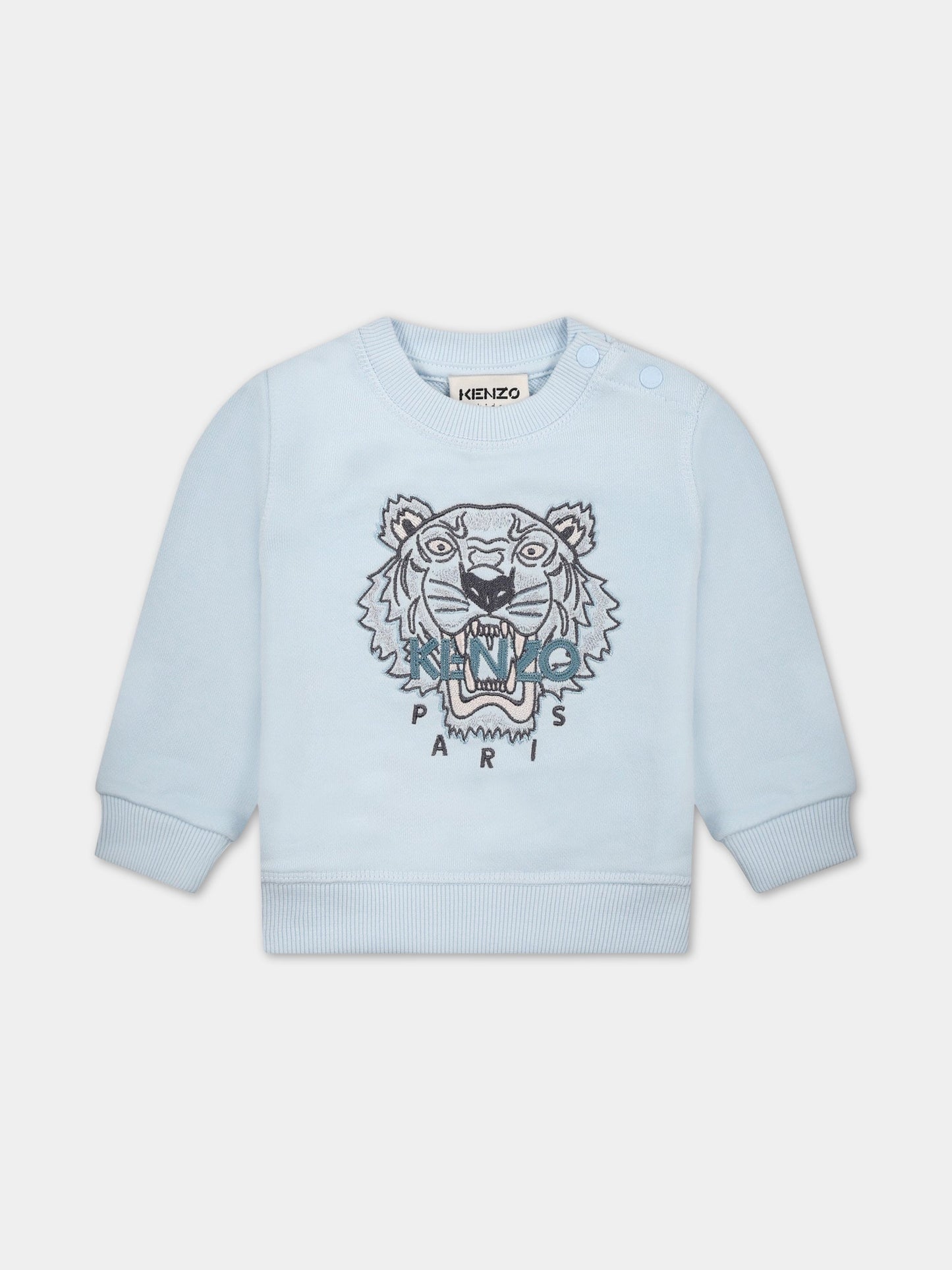 Felpa celeste per neonato con iconica tigre,Kenzo Kids,K05485 78B